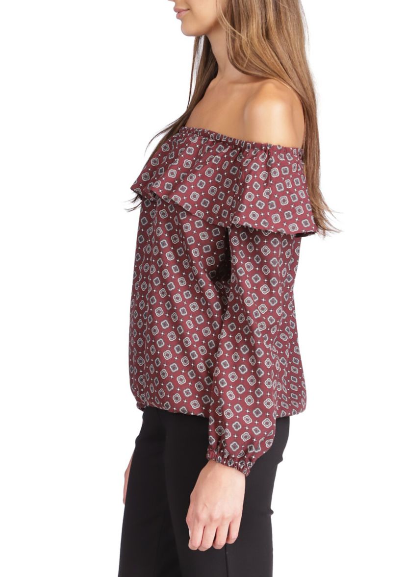 Womens Off the Shoulder Peasant Top