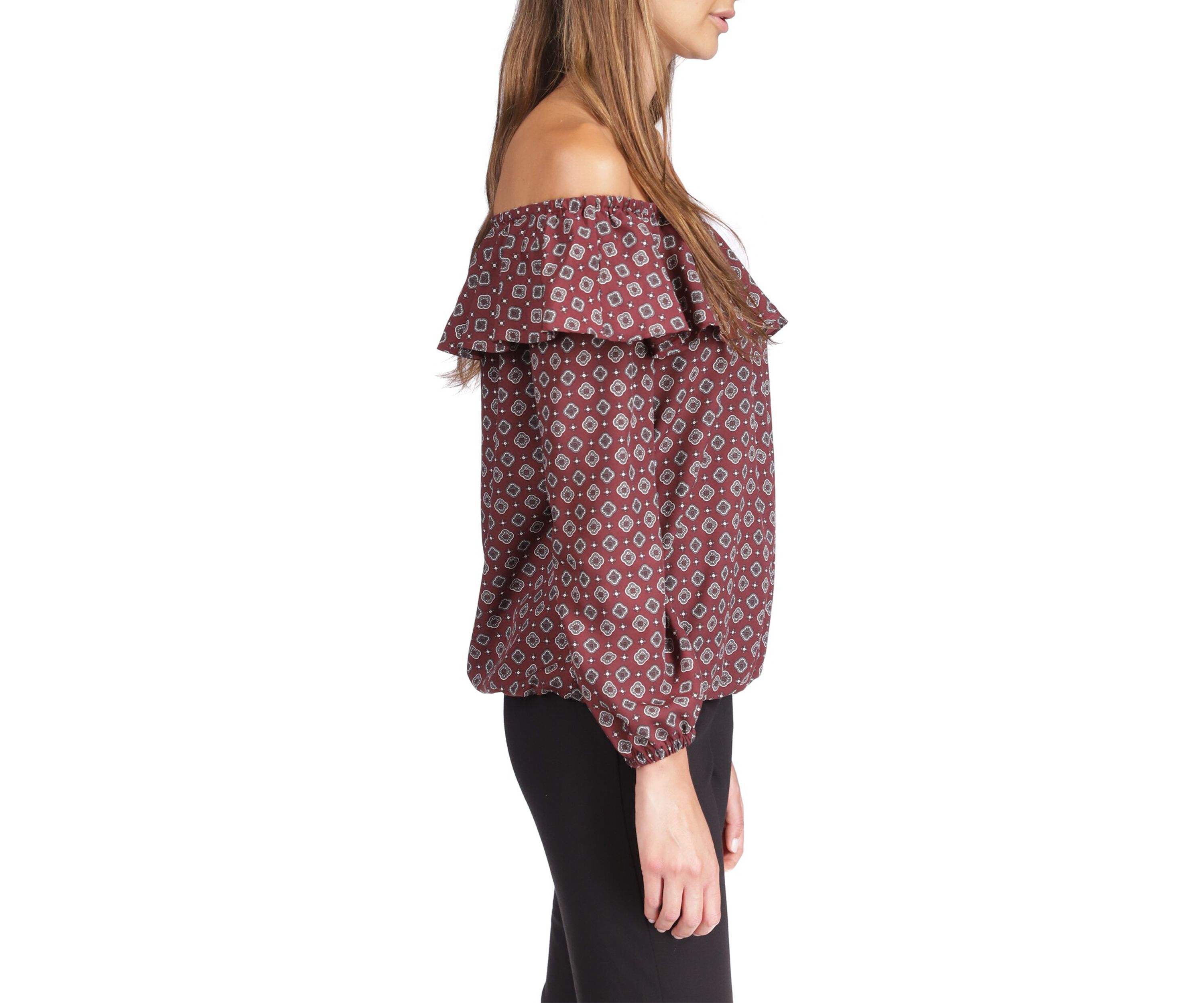 Womens Off the Shoulder Peasant Top
