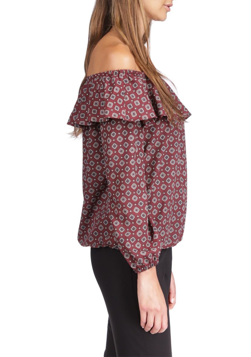 Womens Off the Shoulder Peasant Top