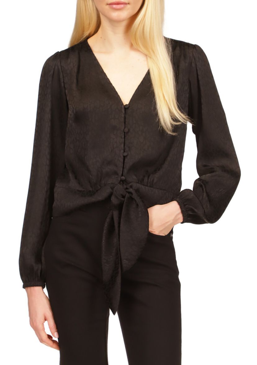 Womens Animal Jacquard Crop Tie Top