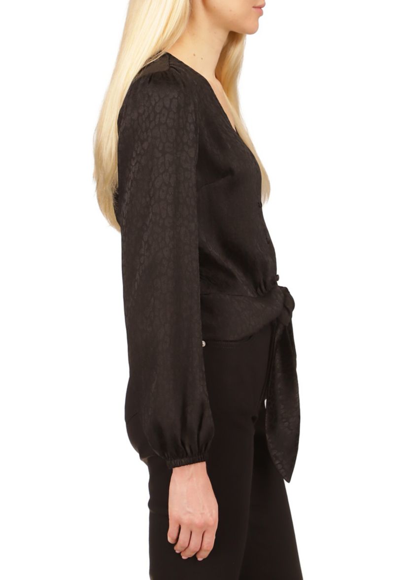 Womens Animal Jacquard Crop Tie Top
