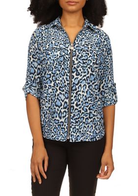 MICHAEL Michael Kors Women's Wildcat Lock Zip Shirt | belk