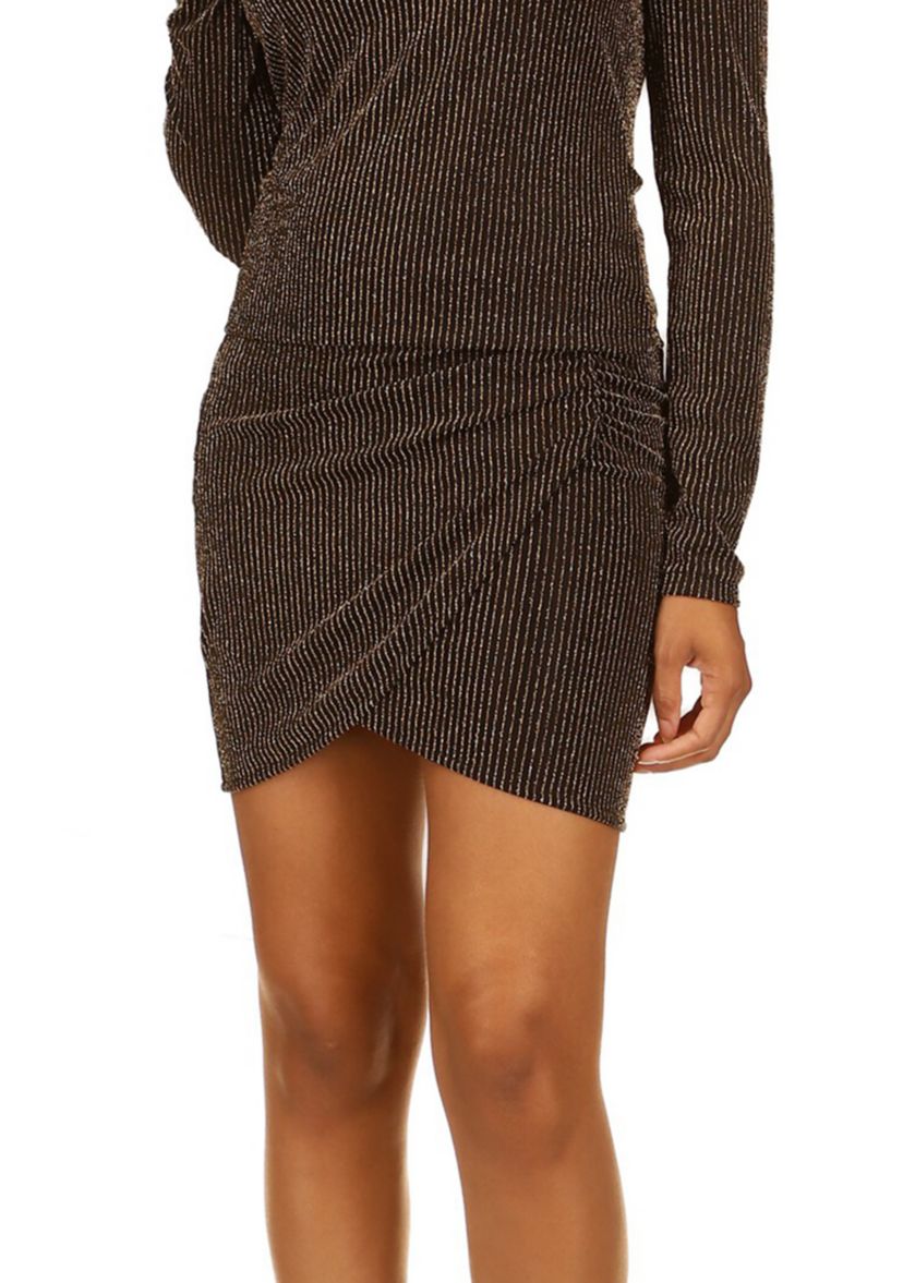 Womens Sparkle Shirred Wrap Skirt