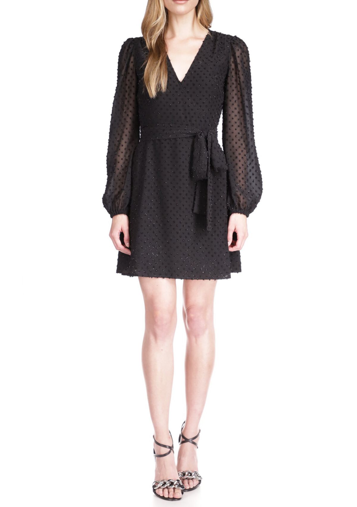 Womens Swiss Dot Wrap Dress