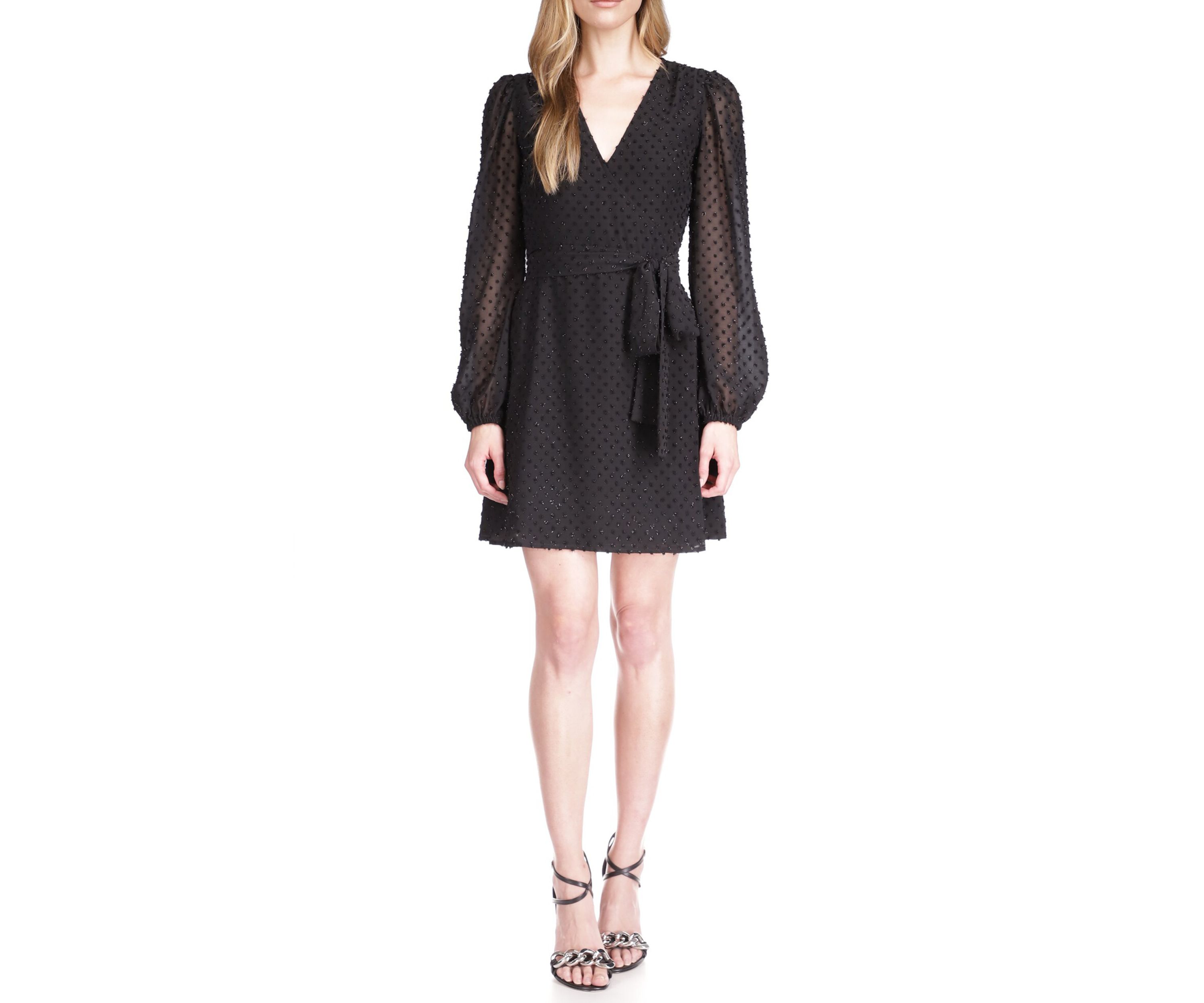 Womens Swiss Dot Wrap Dress