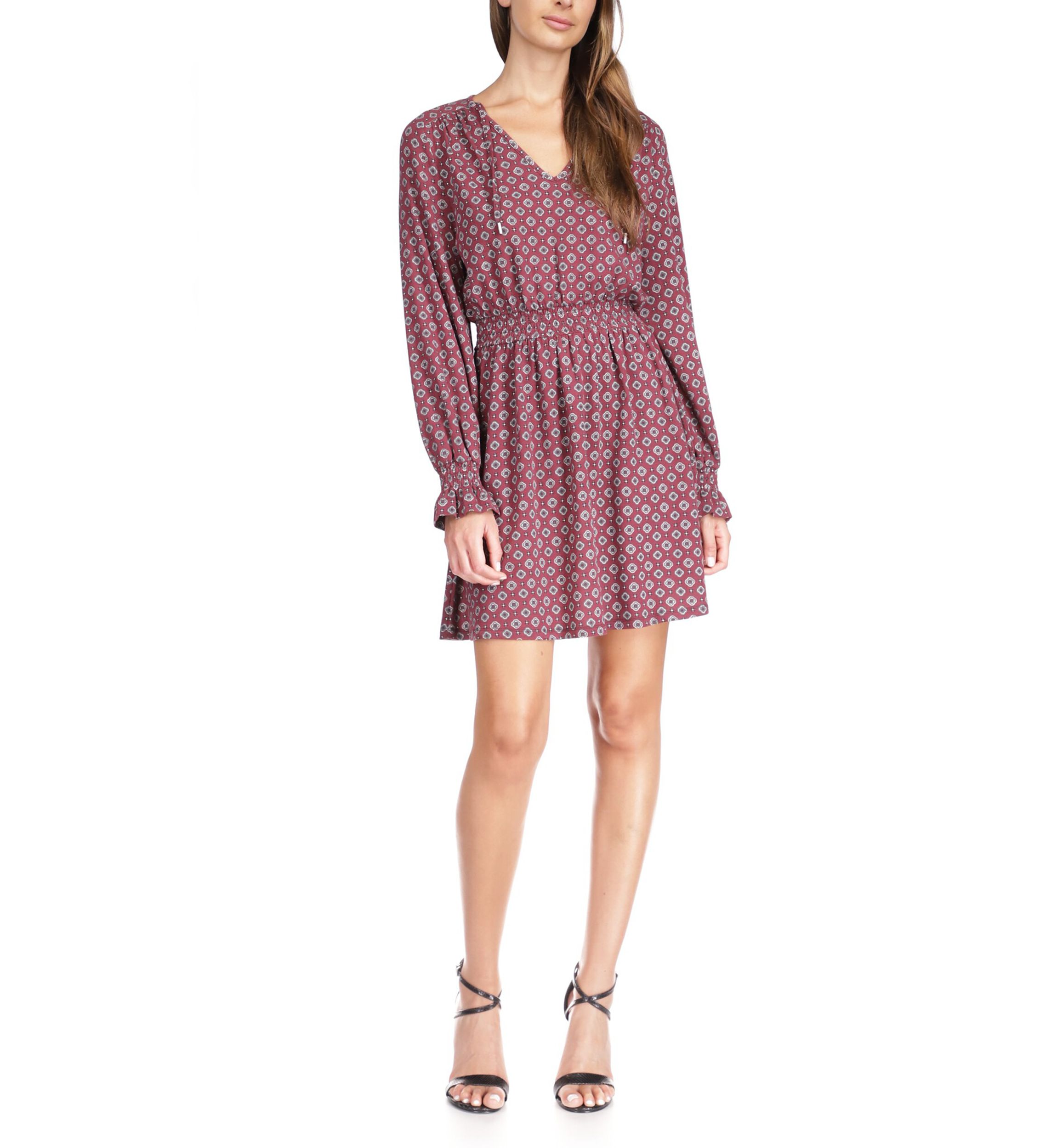 Womens Foulard Peasant Mini Dress