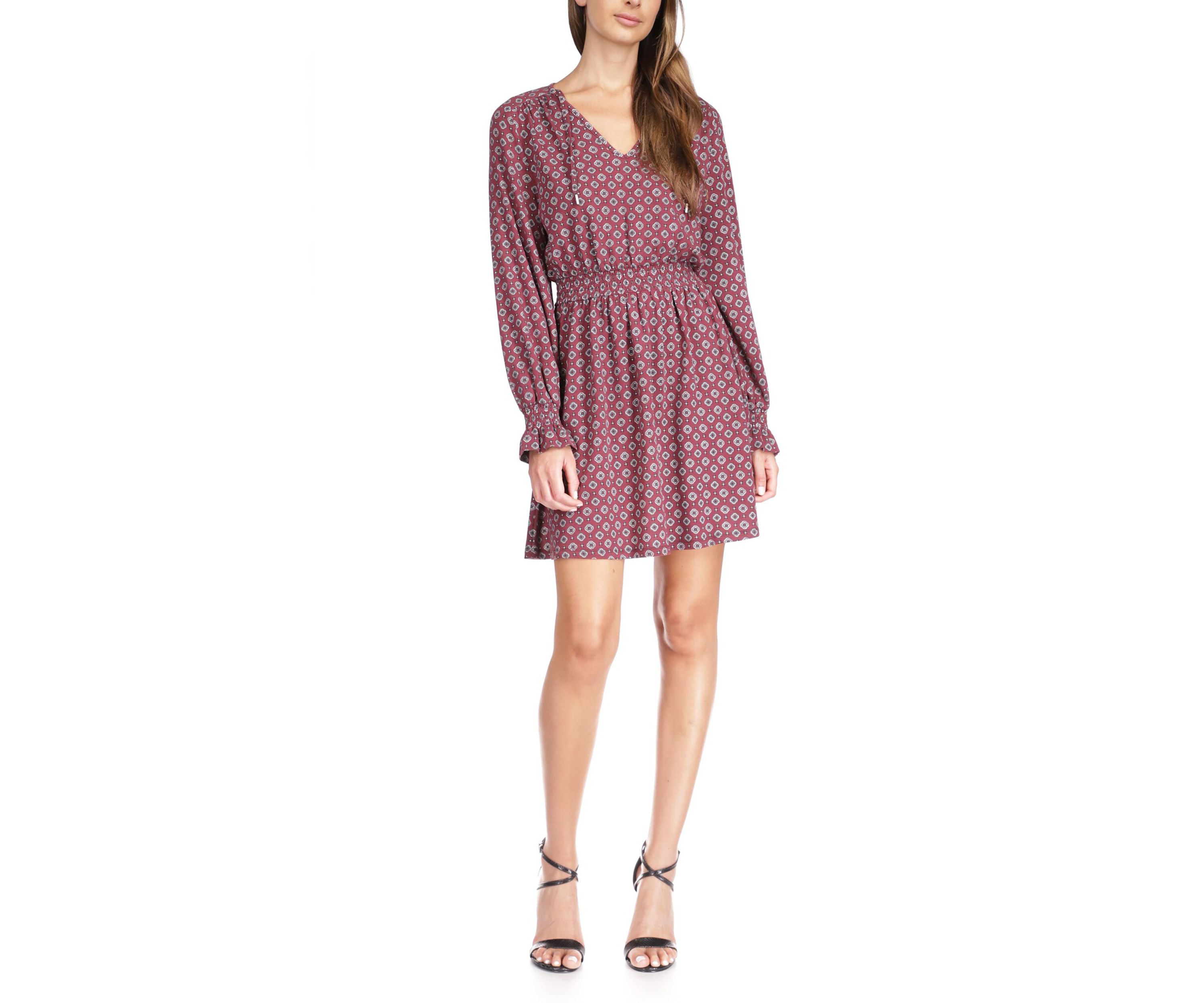 Womens Foulard Peasant Mini Dress