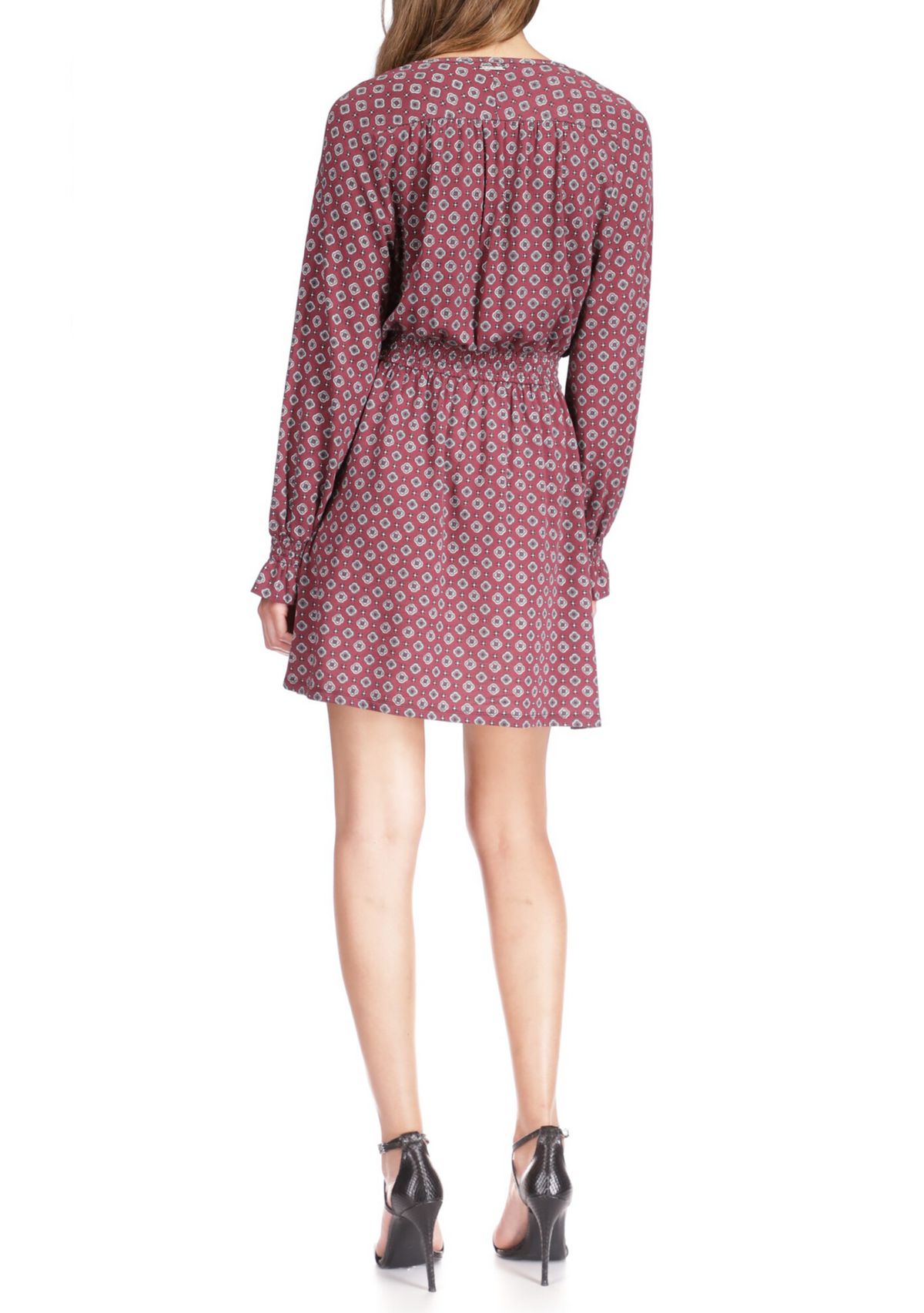 Womens Foulard Peasant Mini Dress