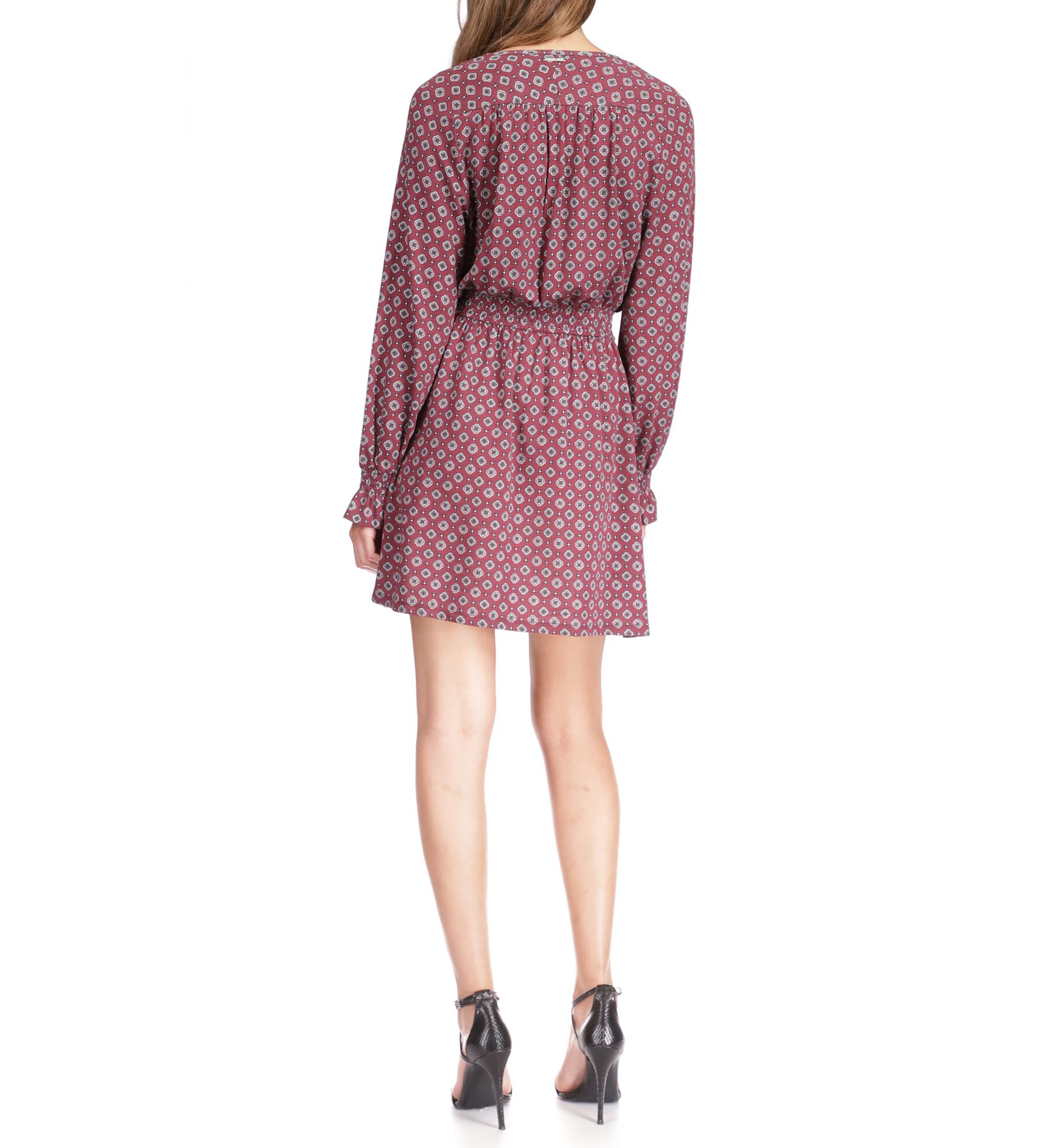 Womens Foulard Peasant Mini Dress