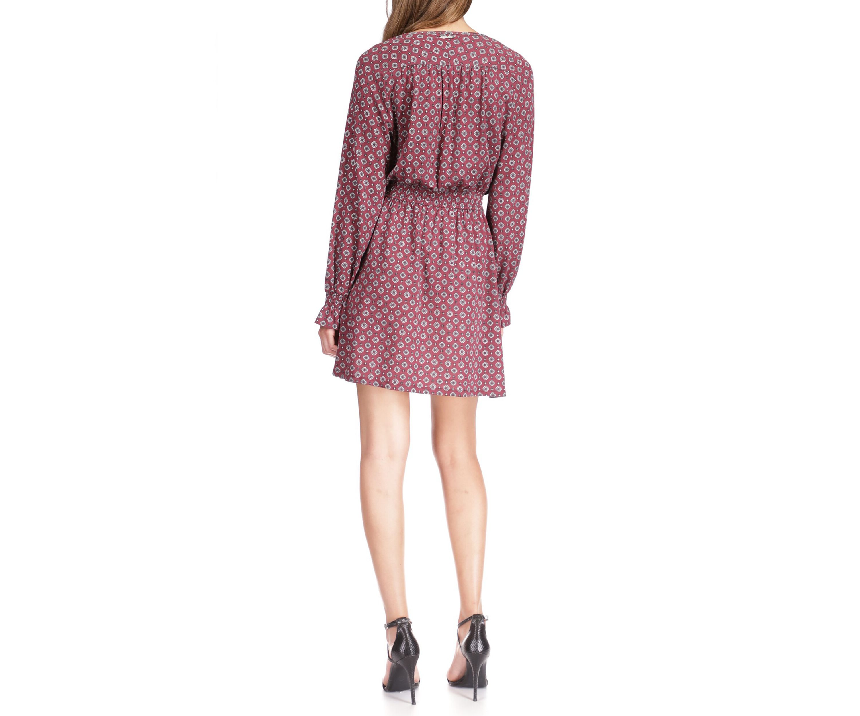 Womens Foulard Peasant Mini Dress