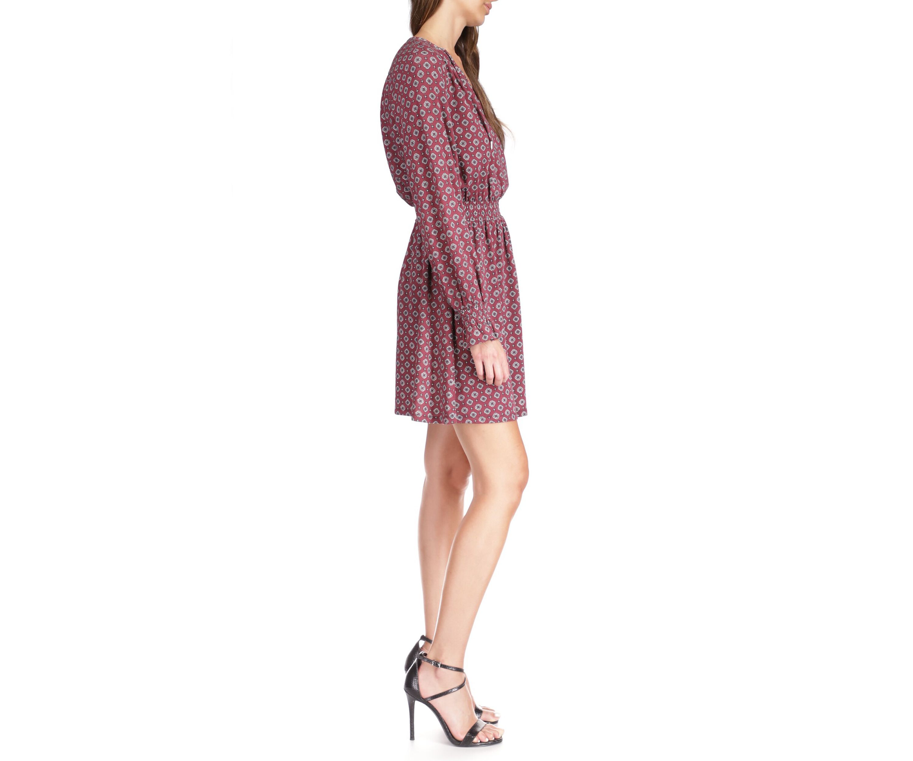 Womens Foulard Peasant Mini Dress