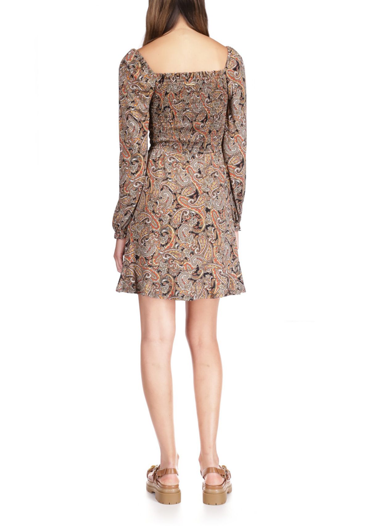 Womens Crinkle Smocked Mini Dress