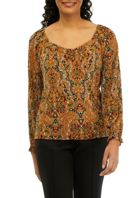 MICHAEL Michael Kors Women's Paisley Ruched Top, X-Large -  0196237108838