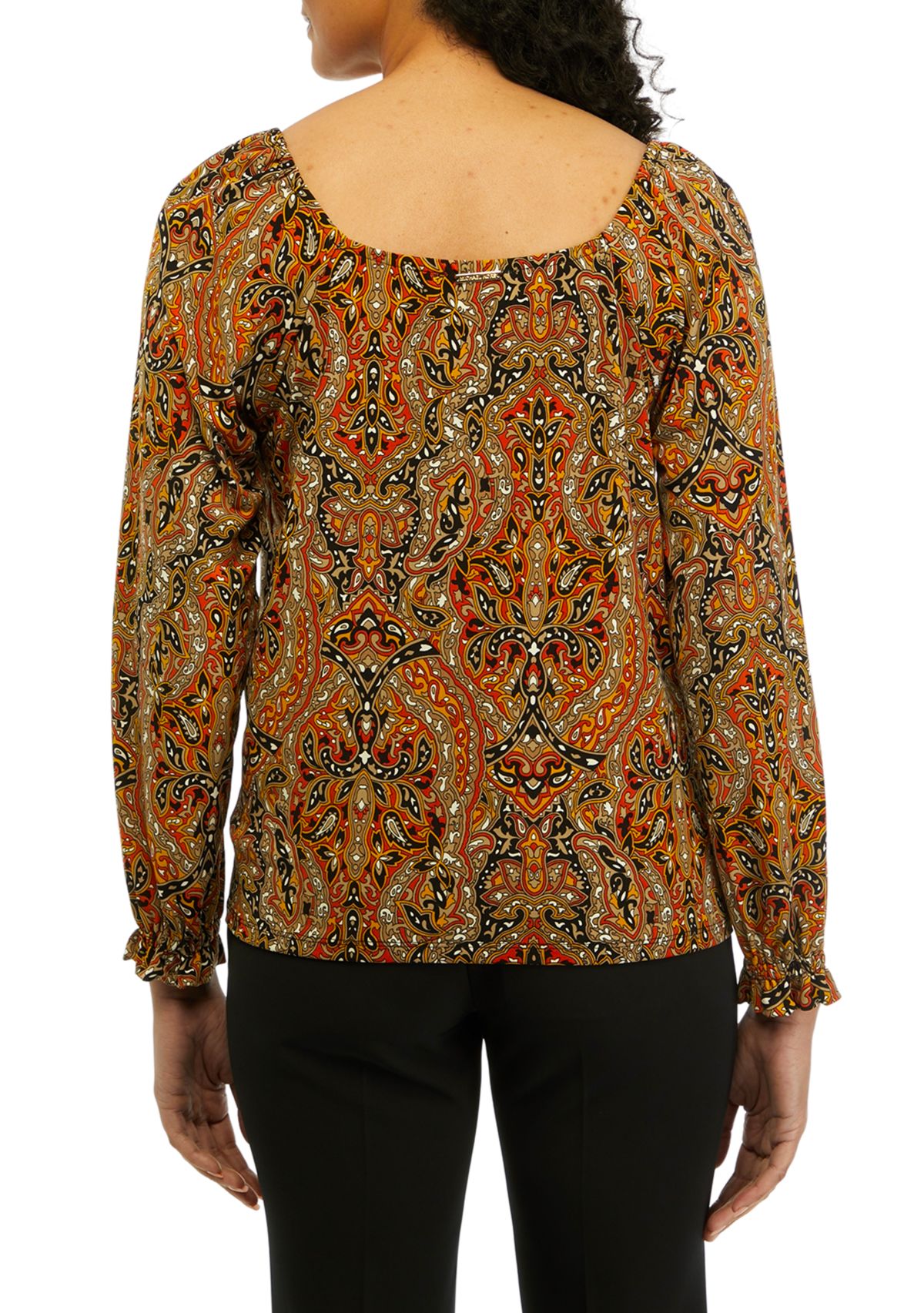 Womens Paisley Ruched Top