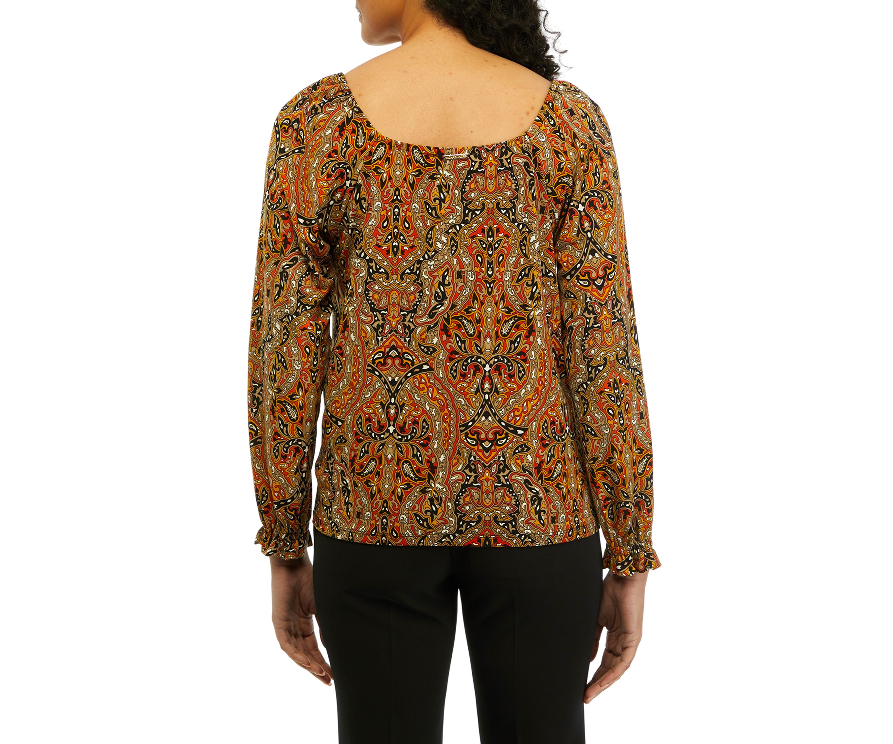 Womens Paisley Ruched Top