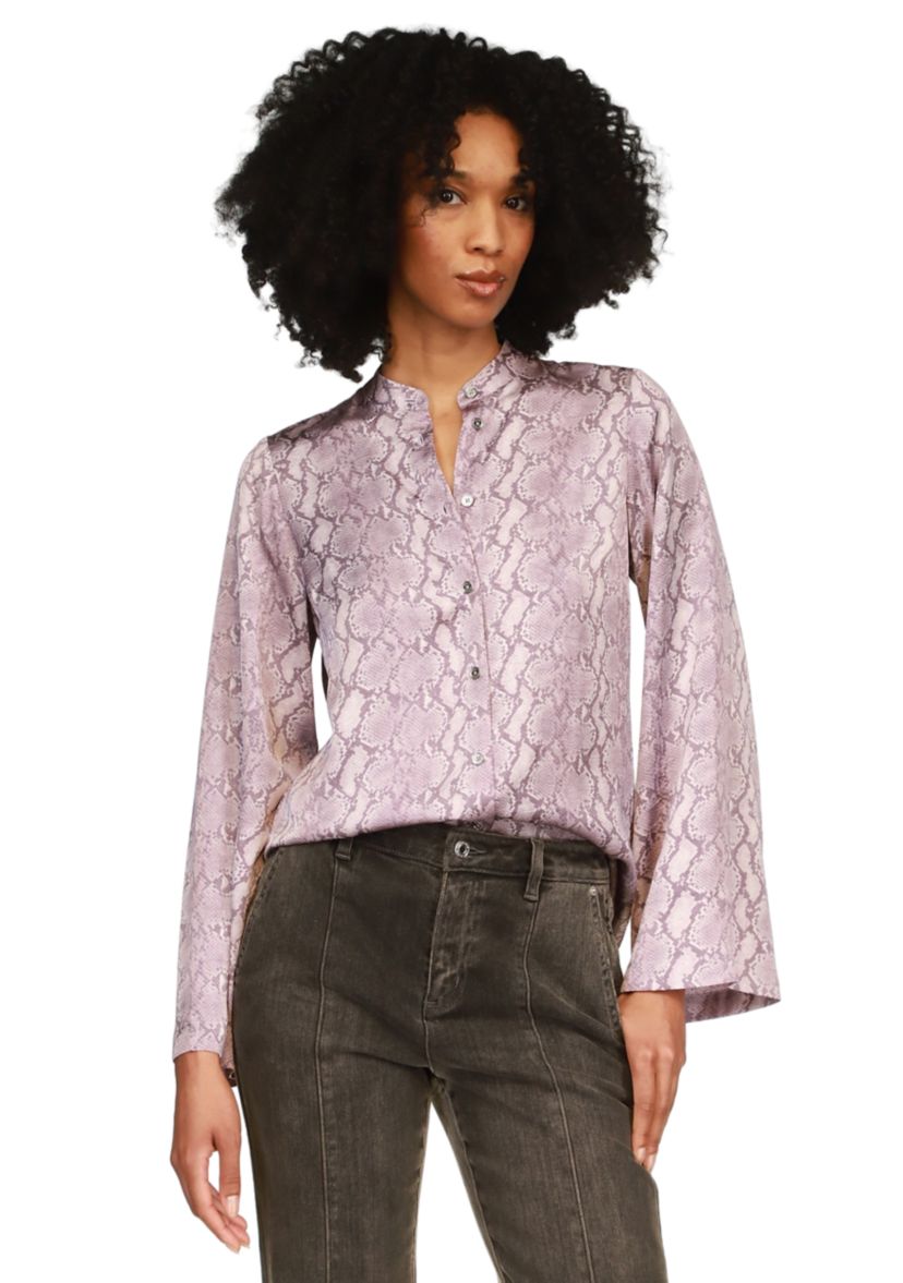 Womens Flare Sleeve Snake Printed Blouse