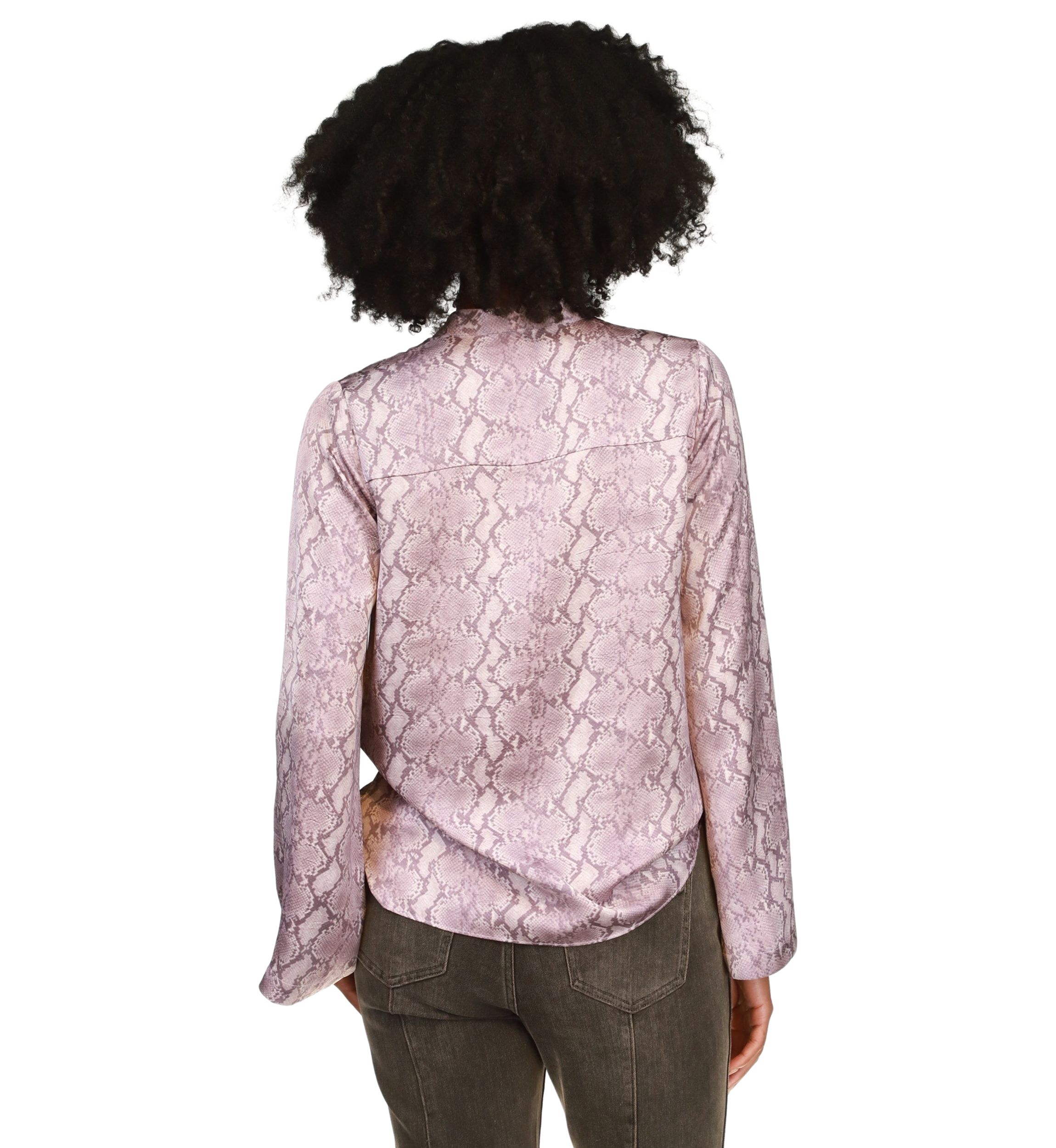 Womens Flare Sleeve Snake Printed Blouse