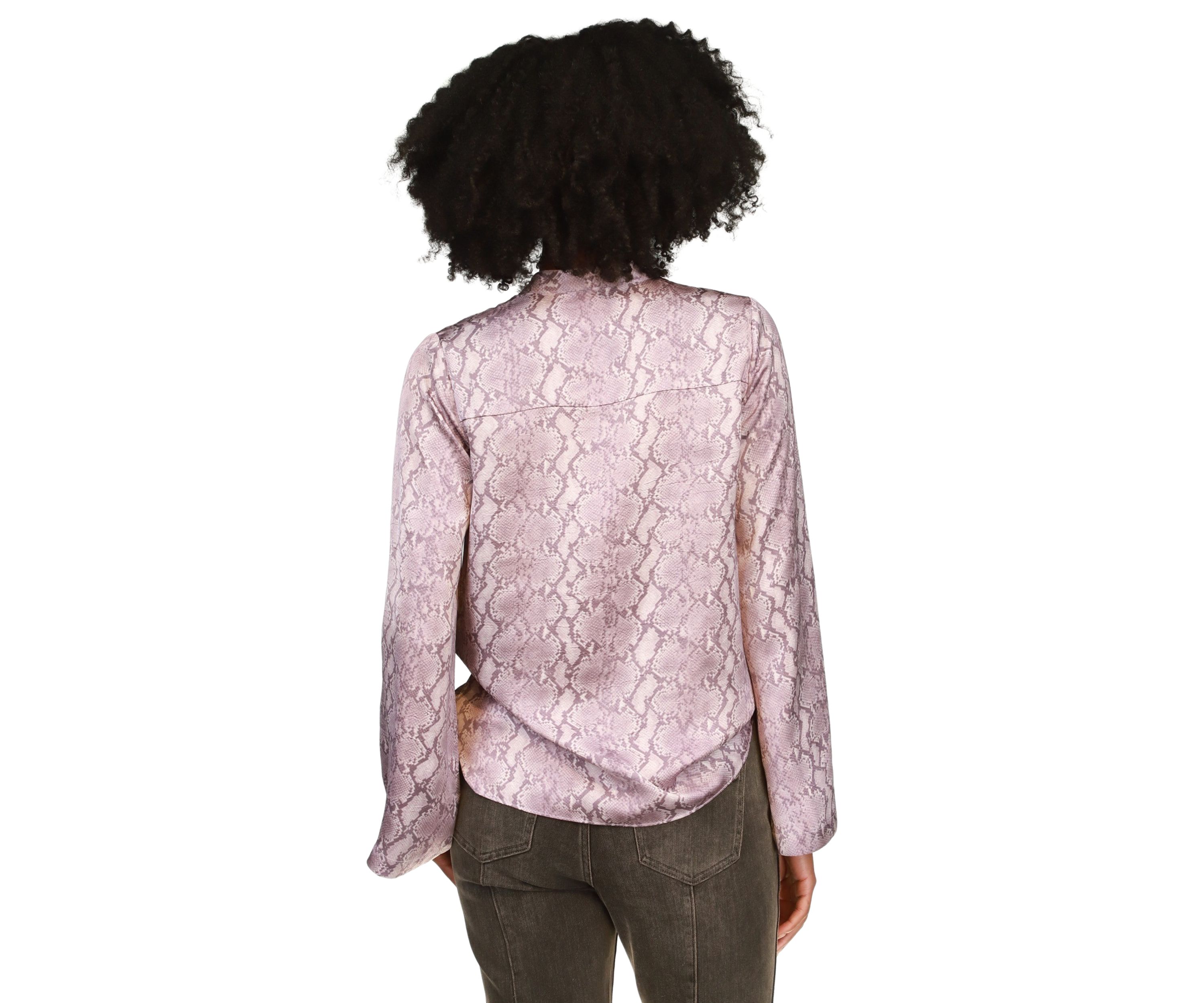 Womens Flare Sleeve Snake Printed Blouse