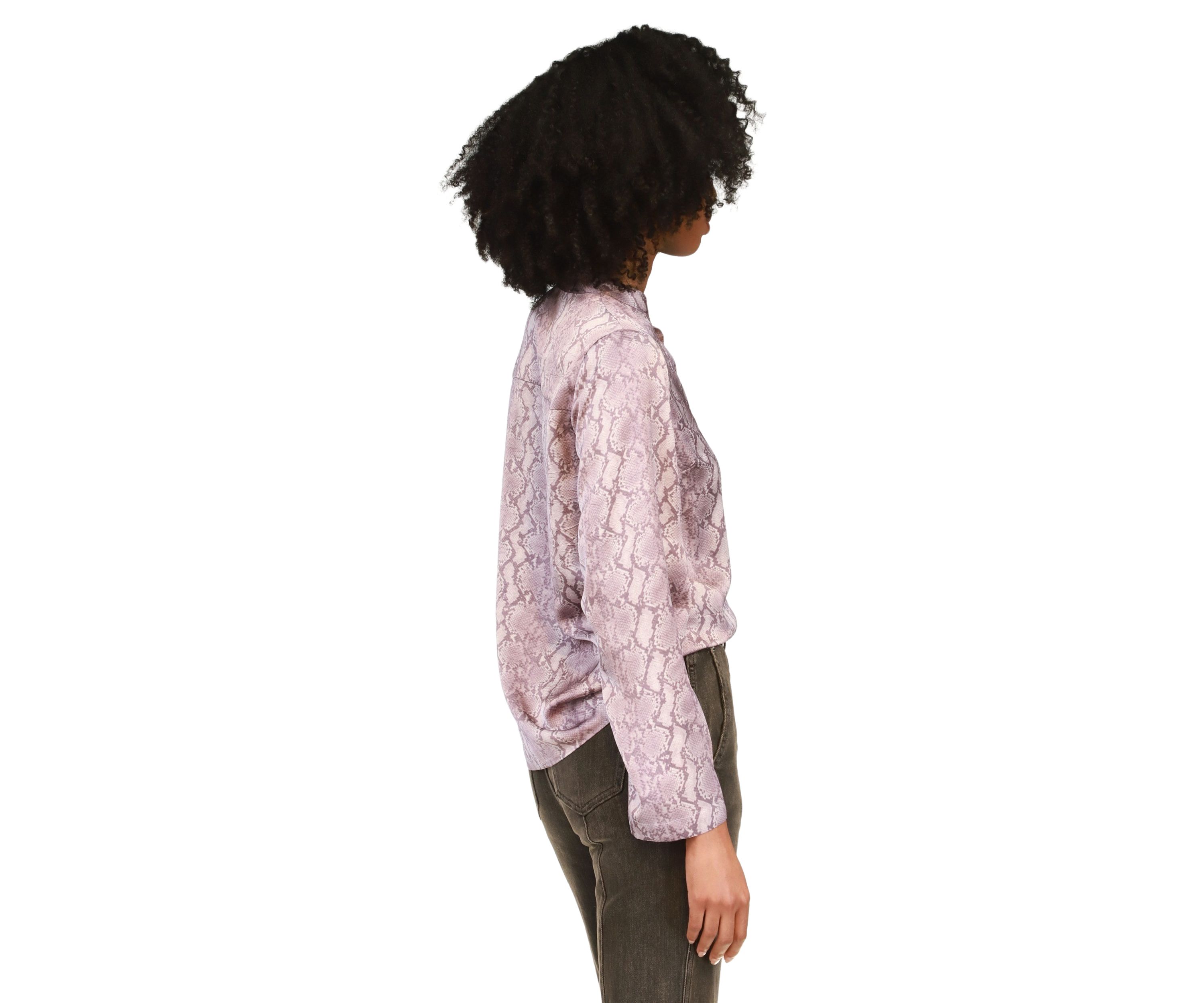 Womens Flare Sleeve Snake Printed Blouse