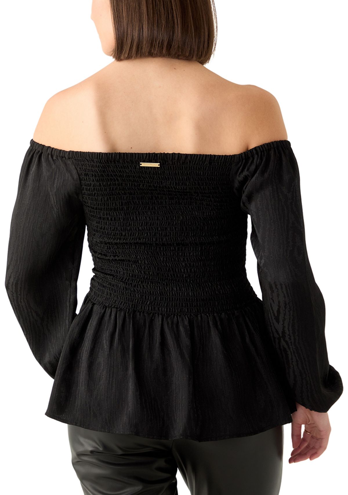 Womens Long Sleeve Smock Off the Shoulder Blouse