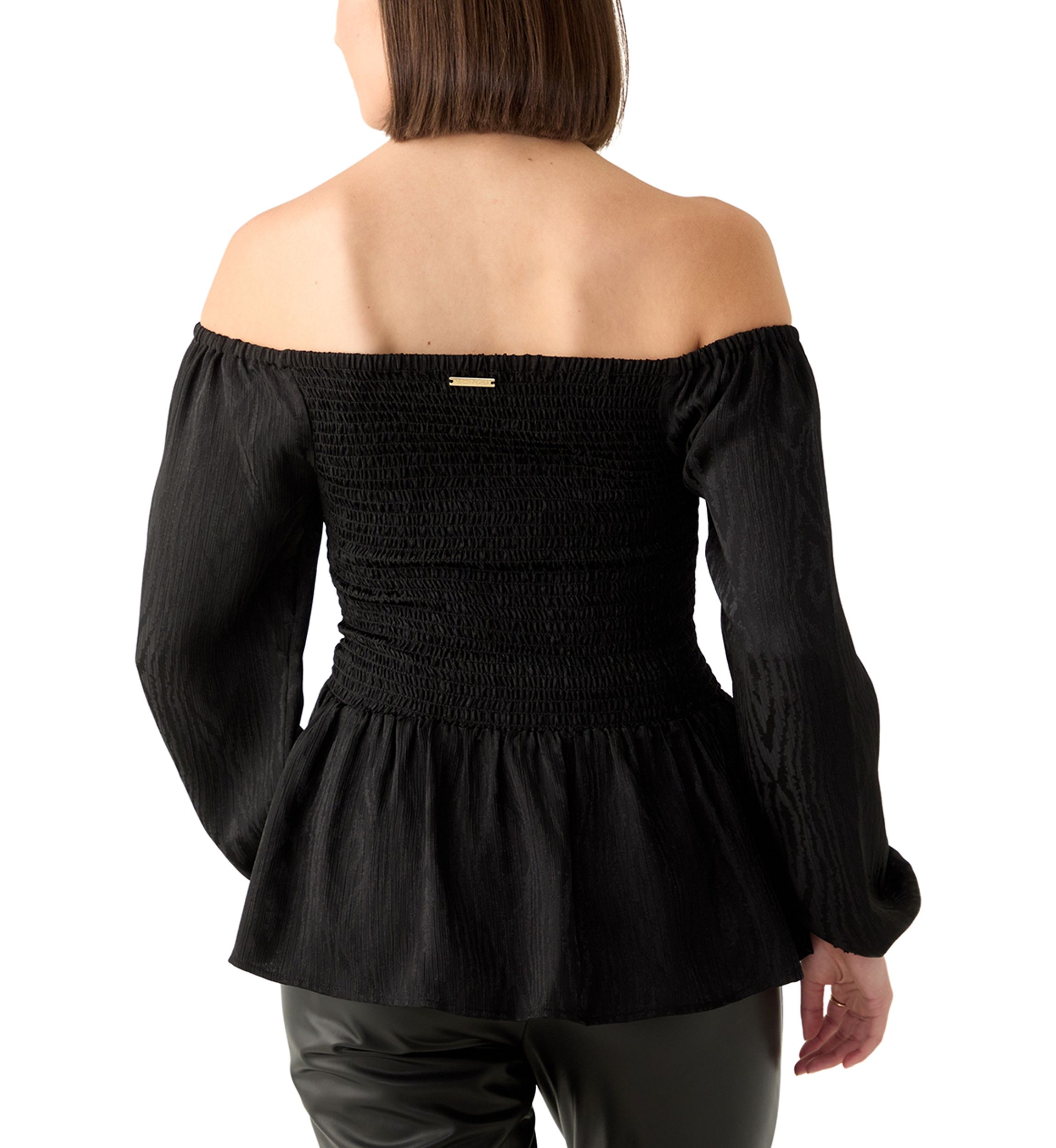 Womens Long Sleeve Smock Off the Shoulder Blouse