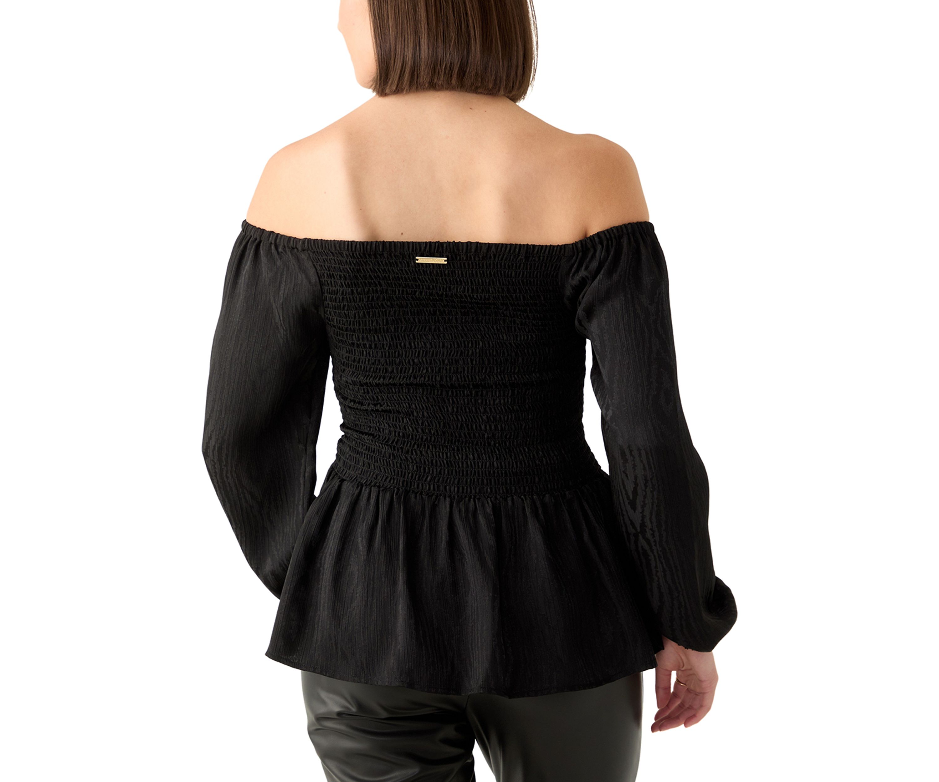 Womens Long Sleeve Smock Off the Shoulder Blouse
