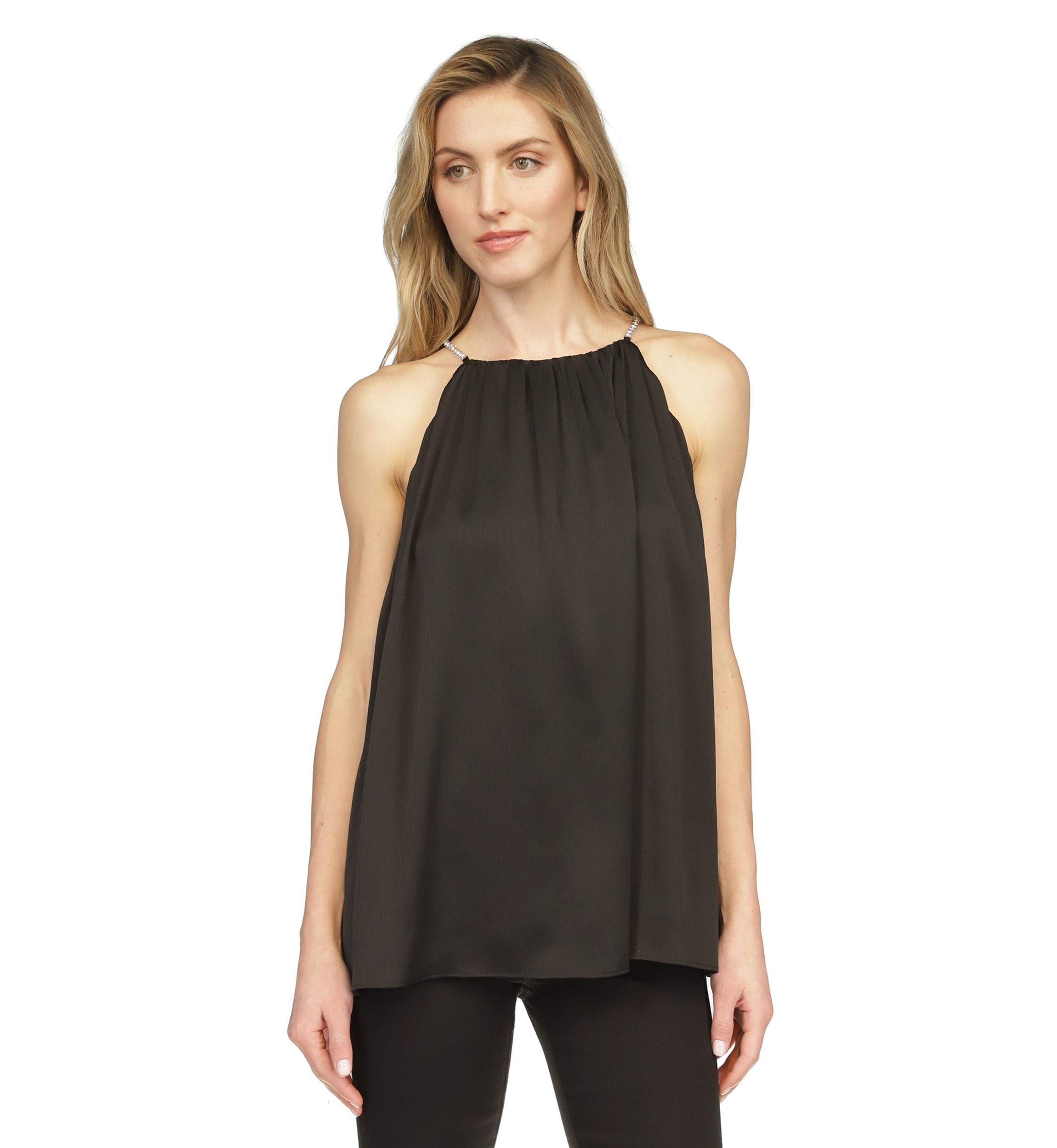Womens Halter Pleated Blouse