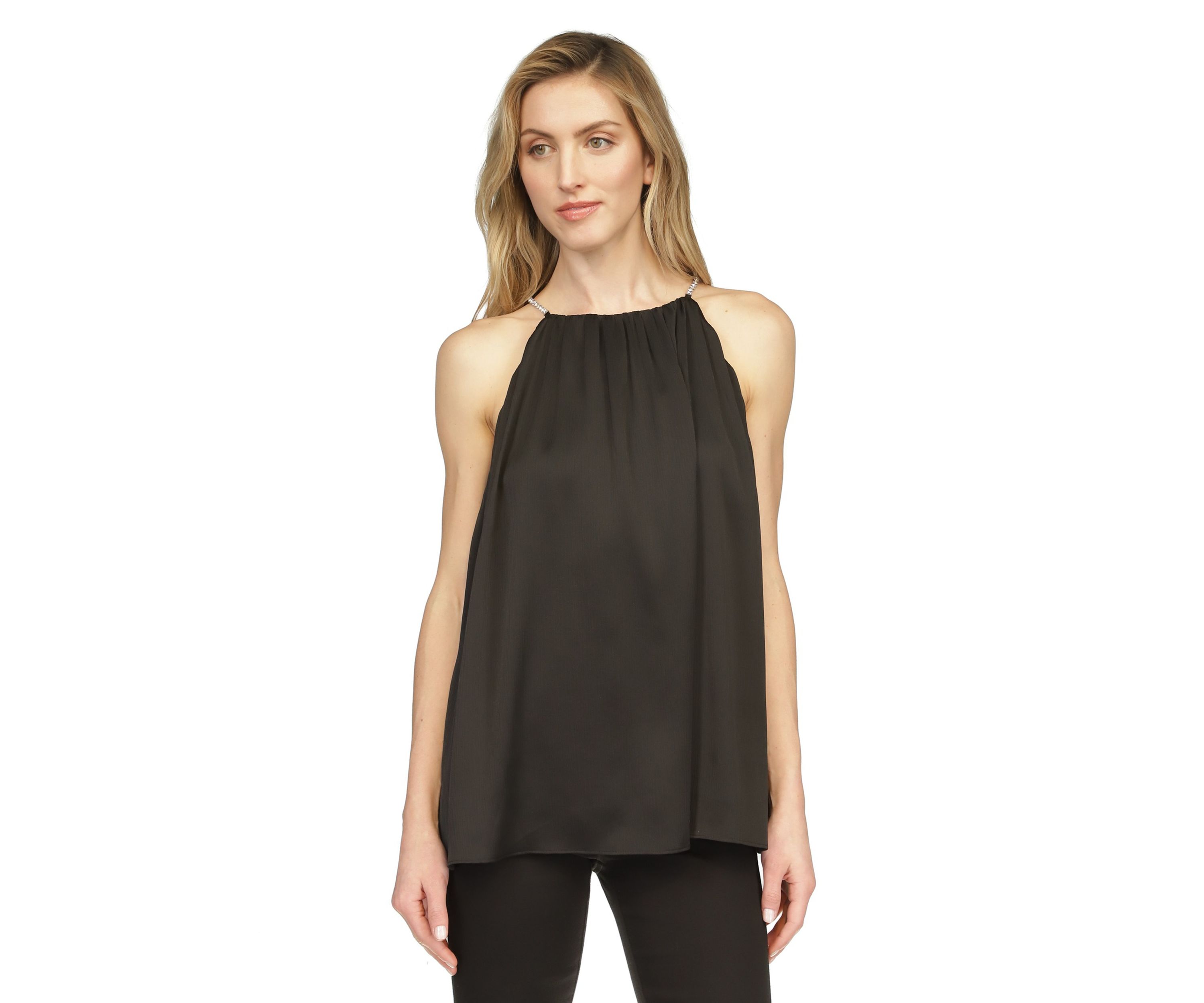 Womens Halter Pleated Blouse