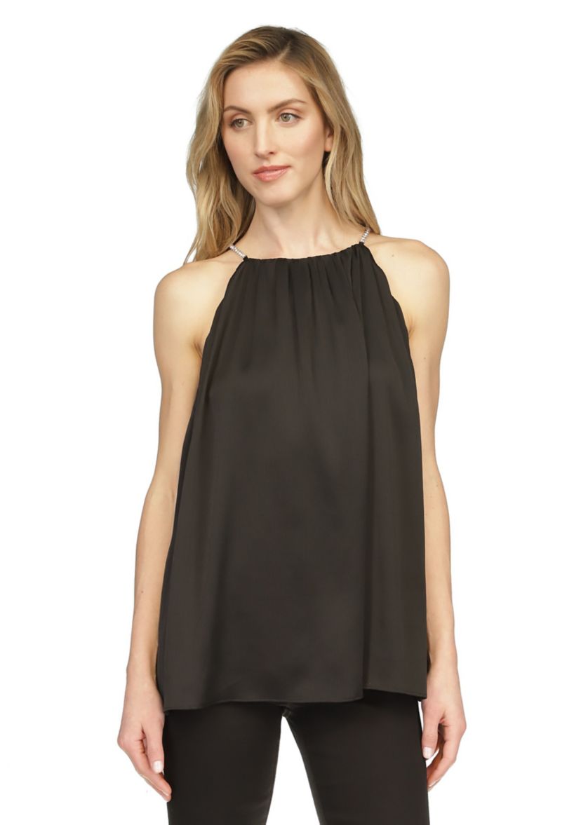 Womens Halter Pleated Blouse