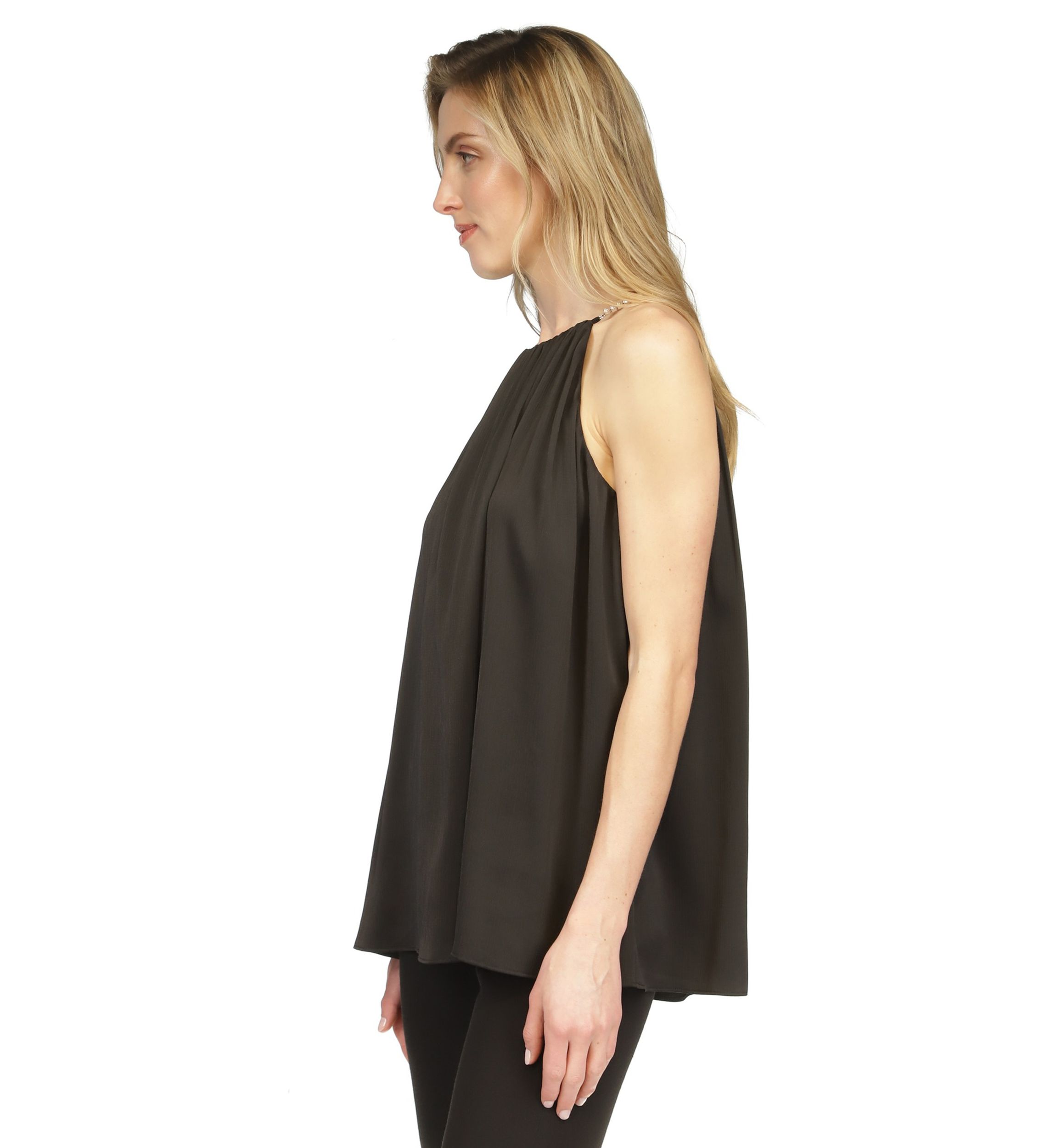Womens Halter Pleated Blouse