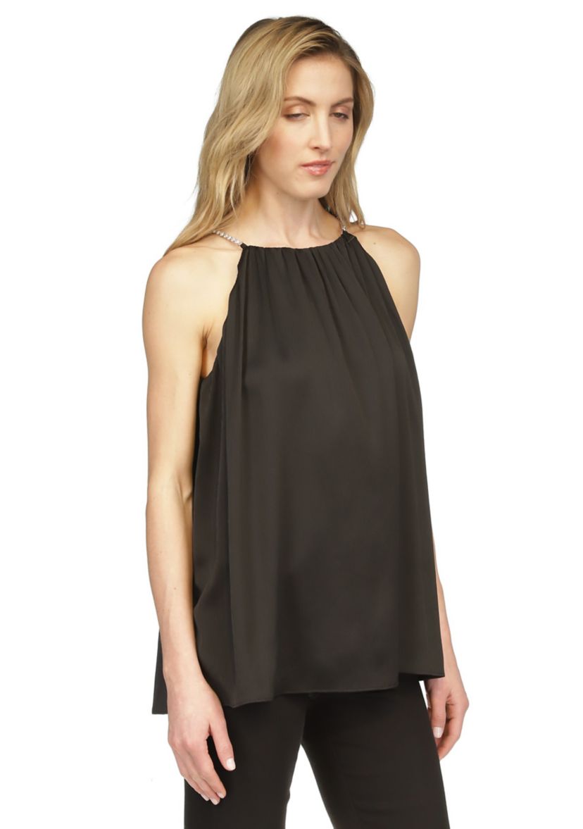 Womens Halter Pleated Blouse