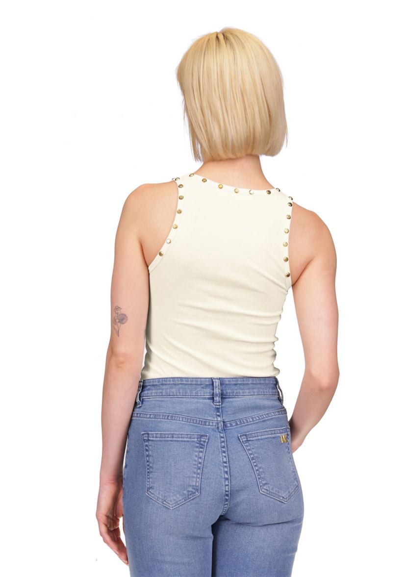 Womens Scoop Neck Stud Tank Top