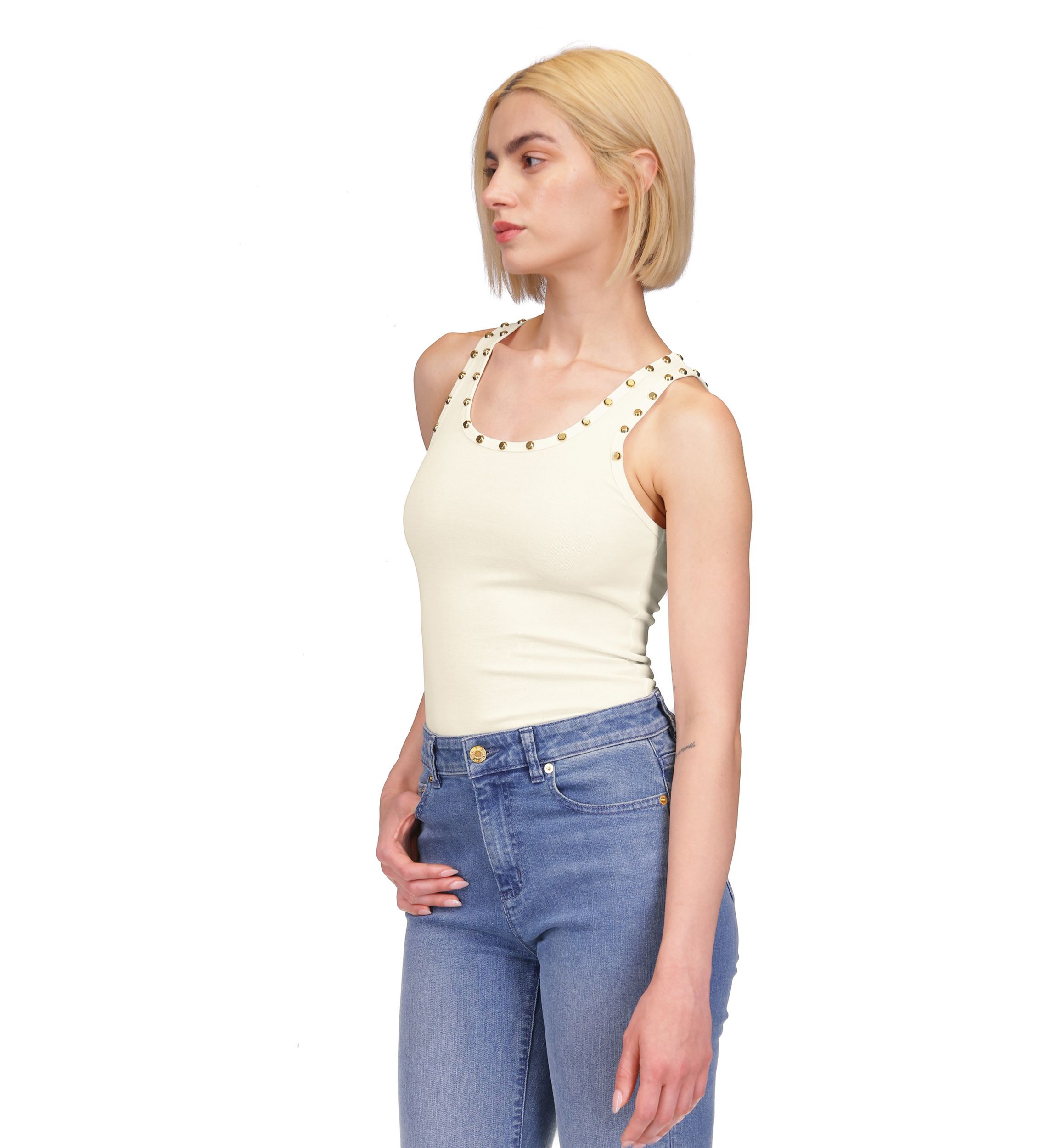 Womens Scoop Neck Stud Tank Top