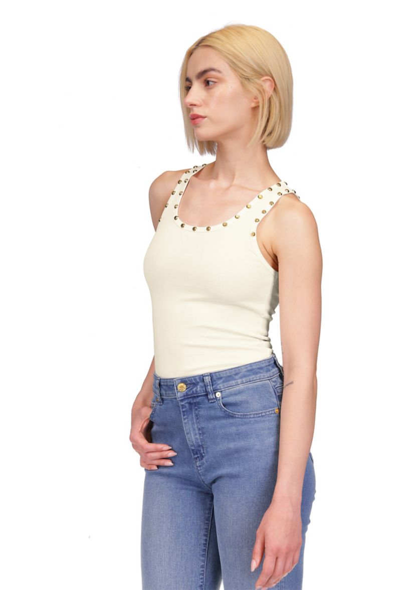 Womens Scoop Neck Stud Tank Top