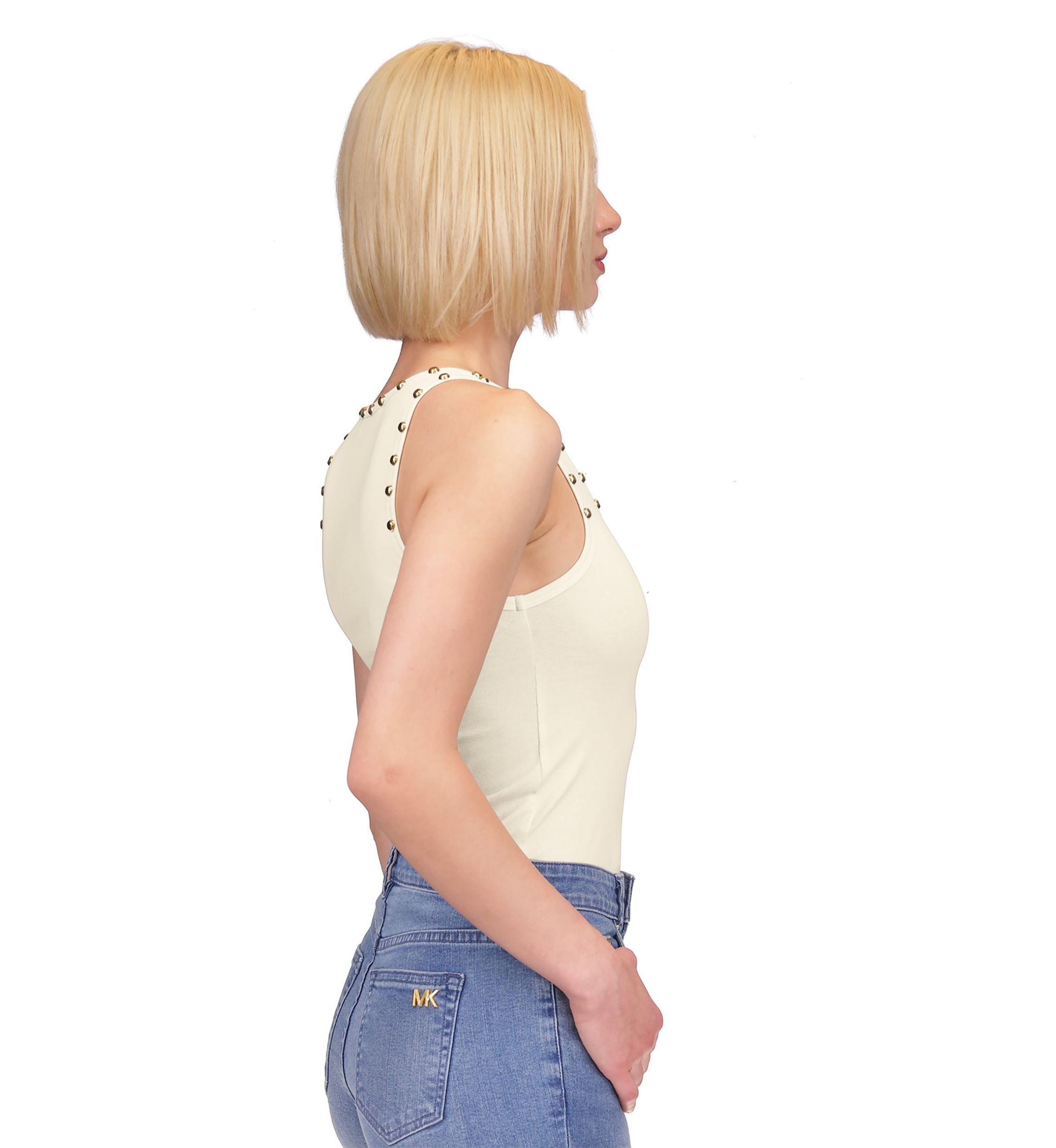 Womens Scoop Neck Stud Tank Top