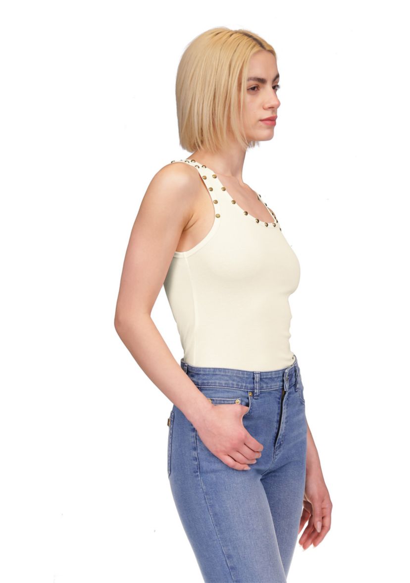Womens Scoop Neck Stud Tank Top
