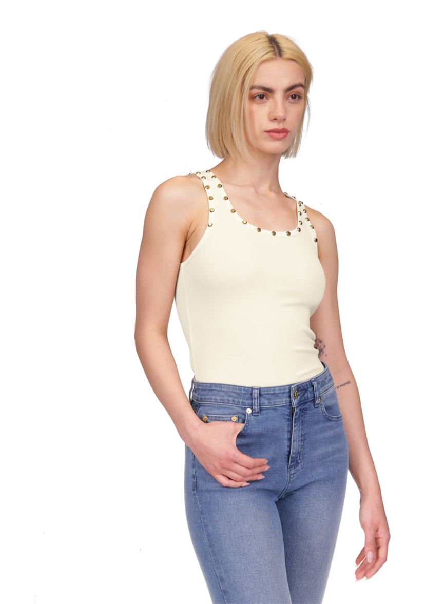 Womens Scoop Neck Stud Tank Top