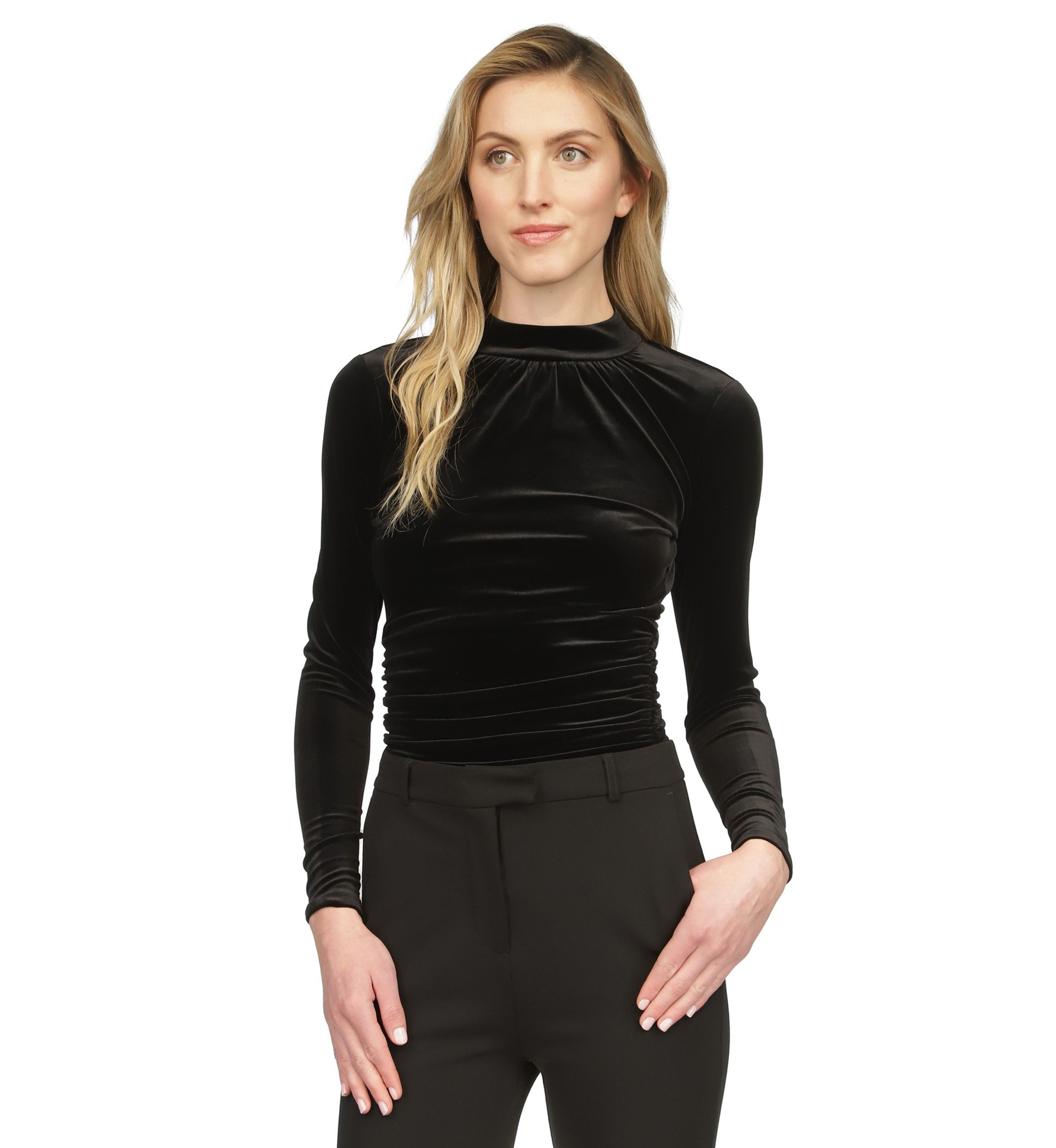 Womens Long Sleeve Knit Mock Neck Top