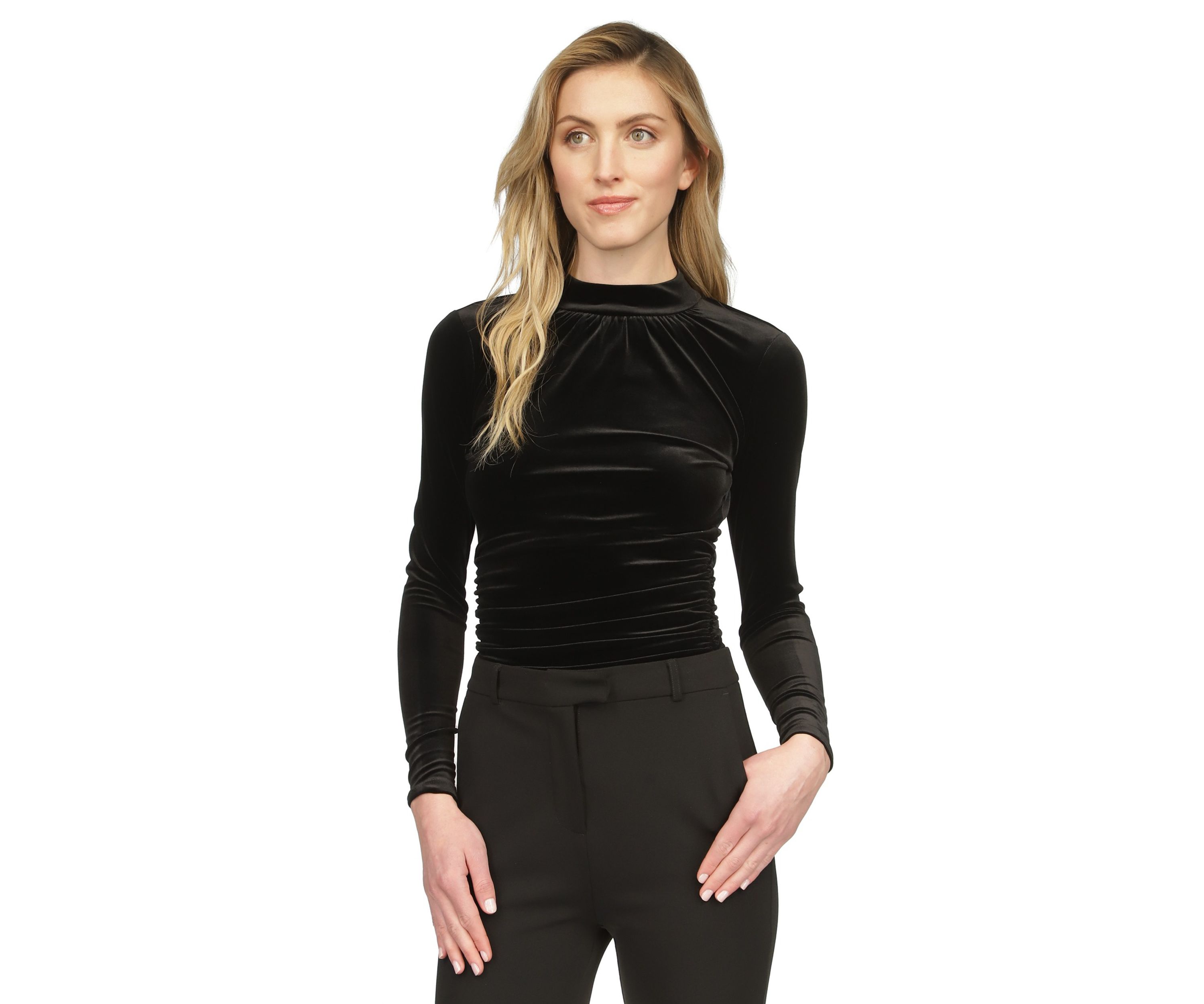 Womens Long Sleeve Knit Mock Neck Top