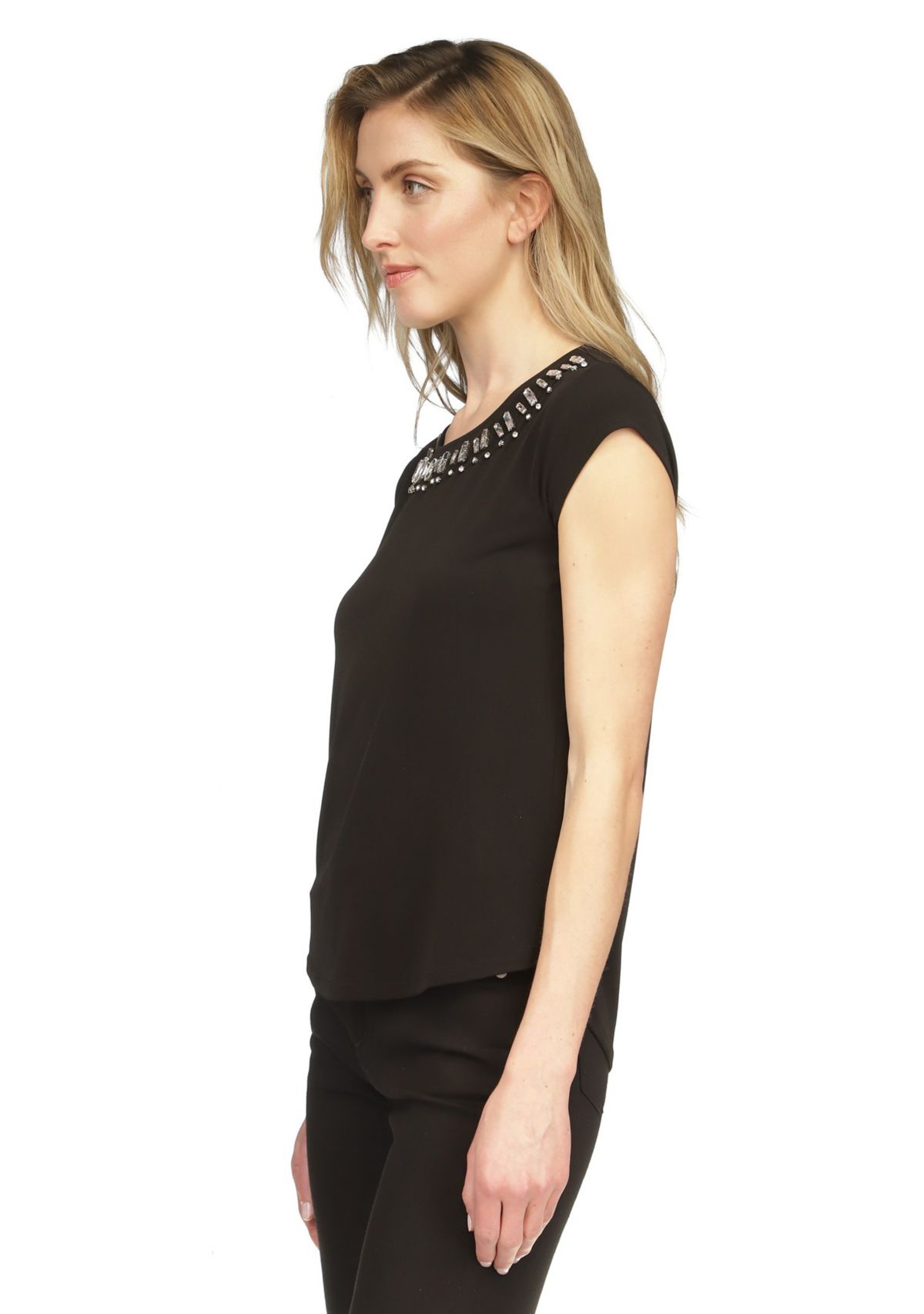 Womens Jewel Neck Knit Top 