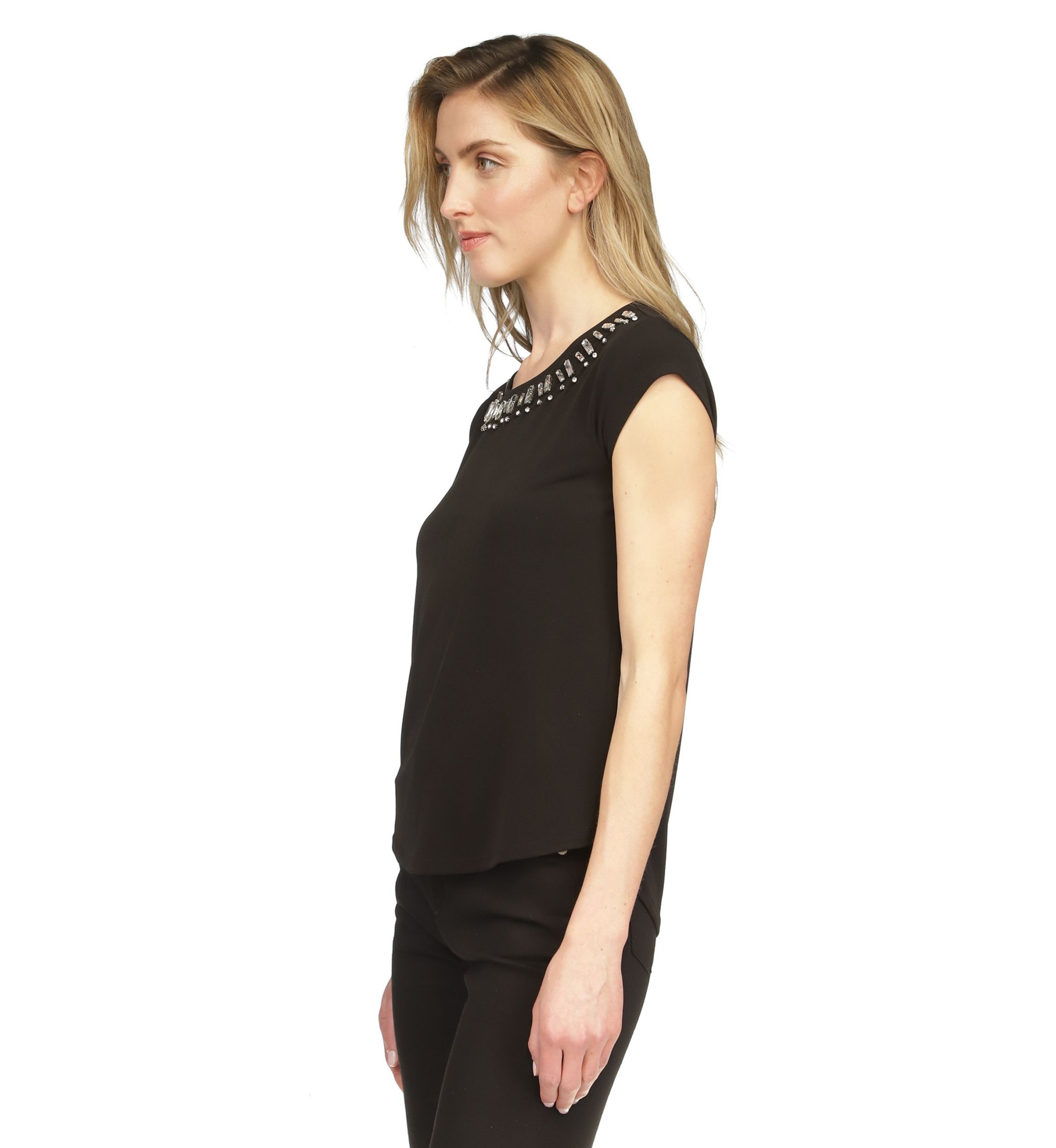 Womens Jewel Neck Knit Top 