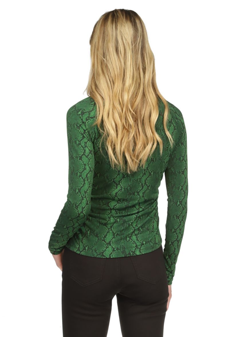 Womens Ruched Snakeskin Knit Top 