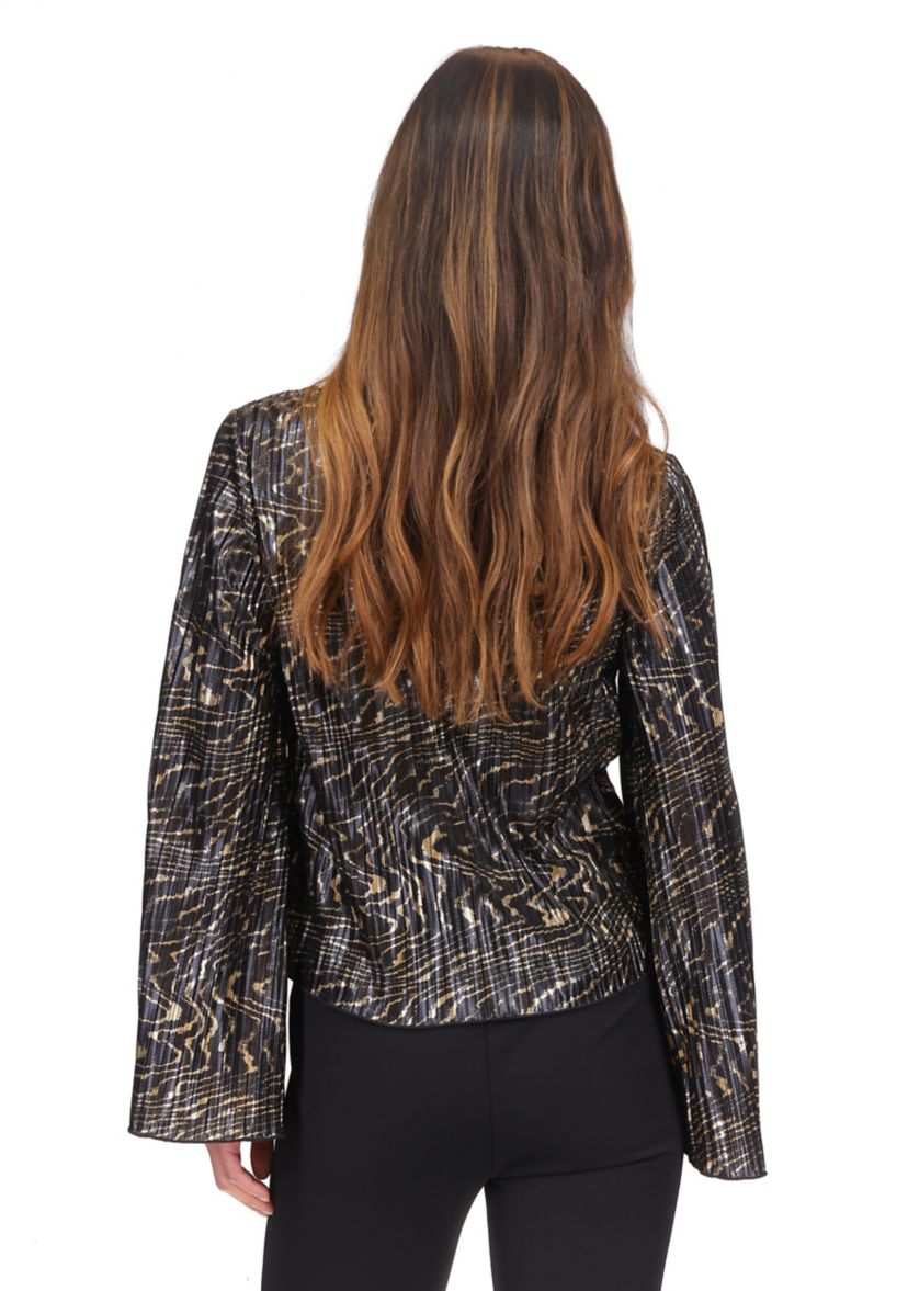 Womens Flare Sleeve Foil Print Blouse