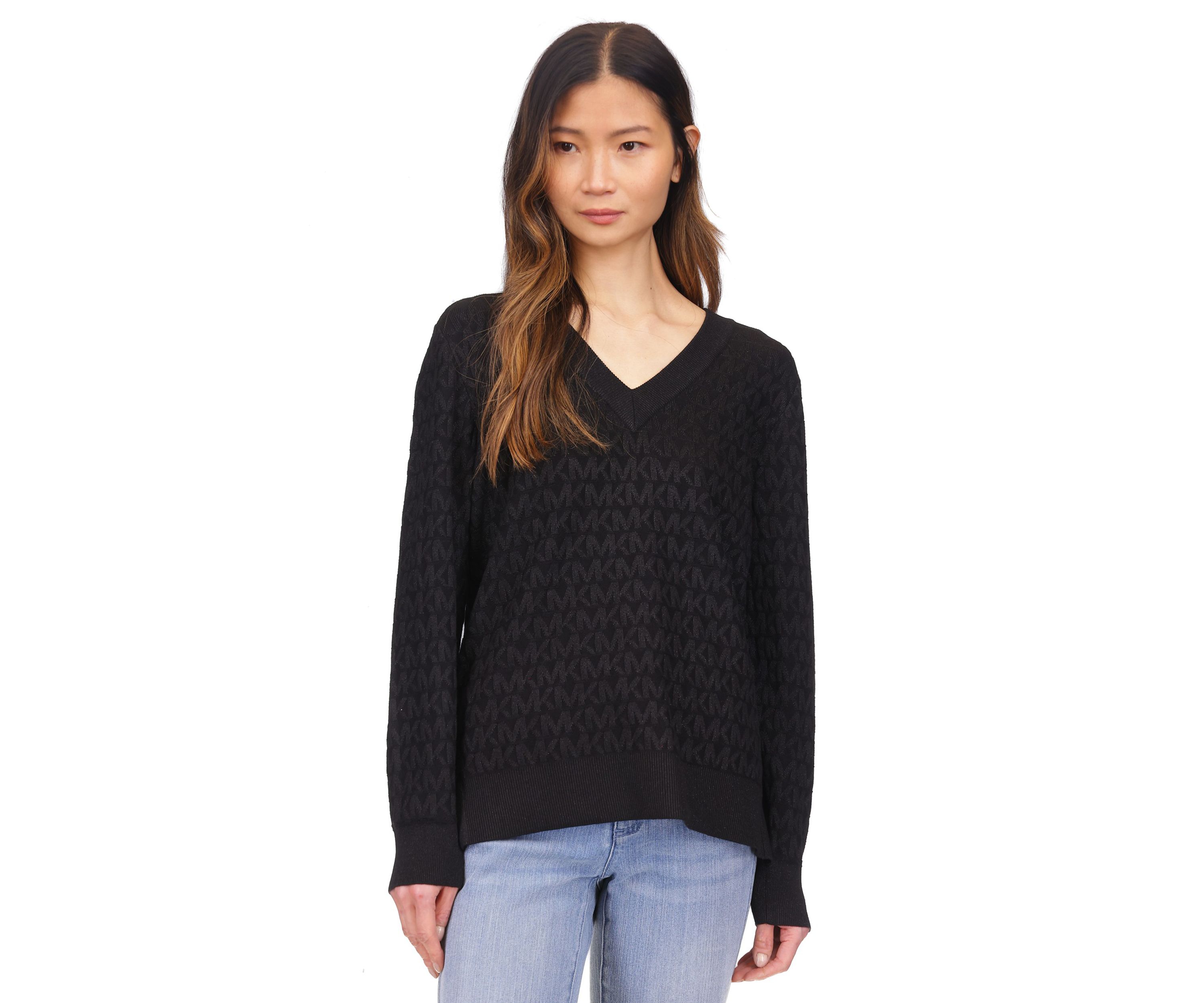 Womens Long Sleeve V-Neck Sweater 