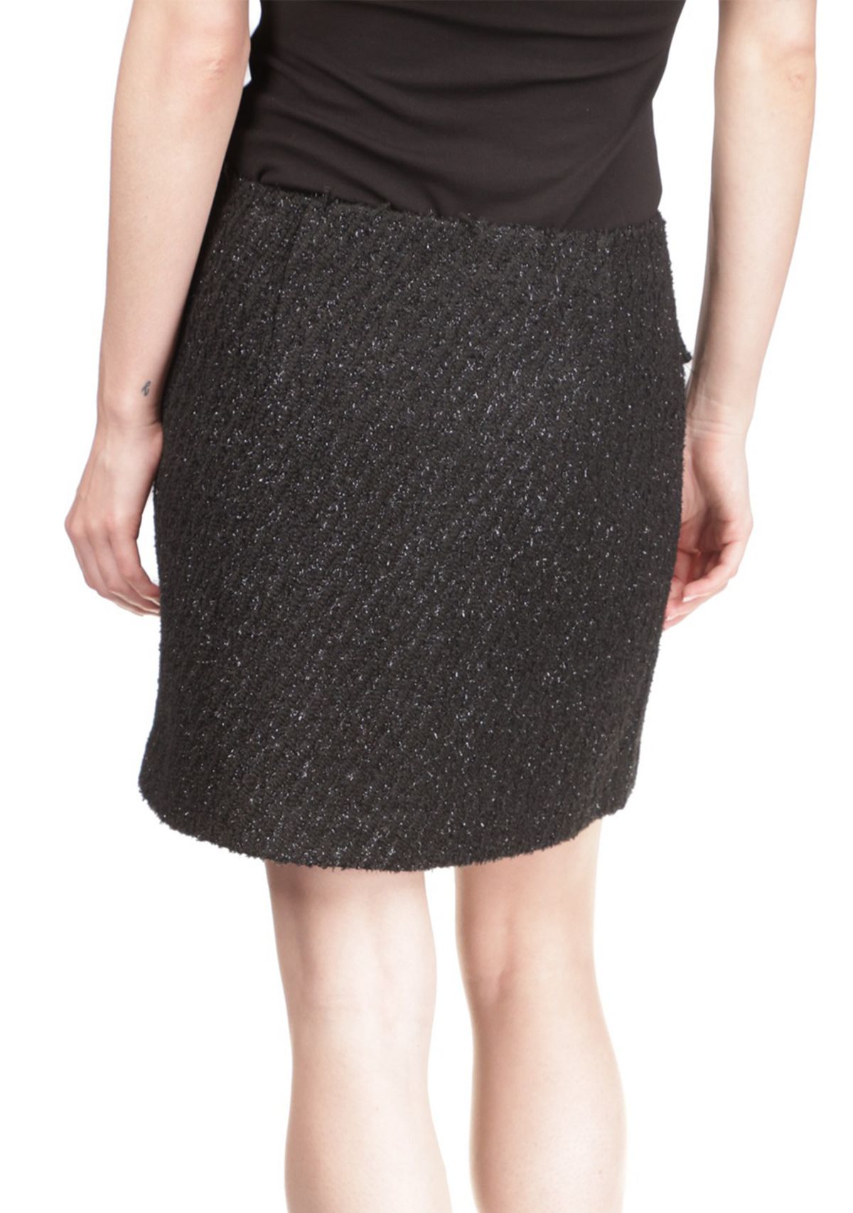Womens Tweed Button Front Skirt 
