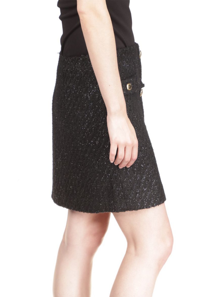 Womens Tweed Button Front Skirt 