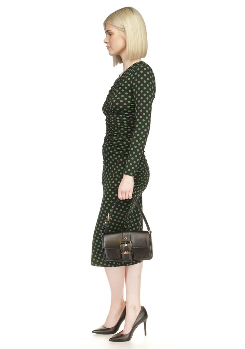 Womens Long Sleeve Ruched Midi Dres