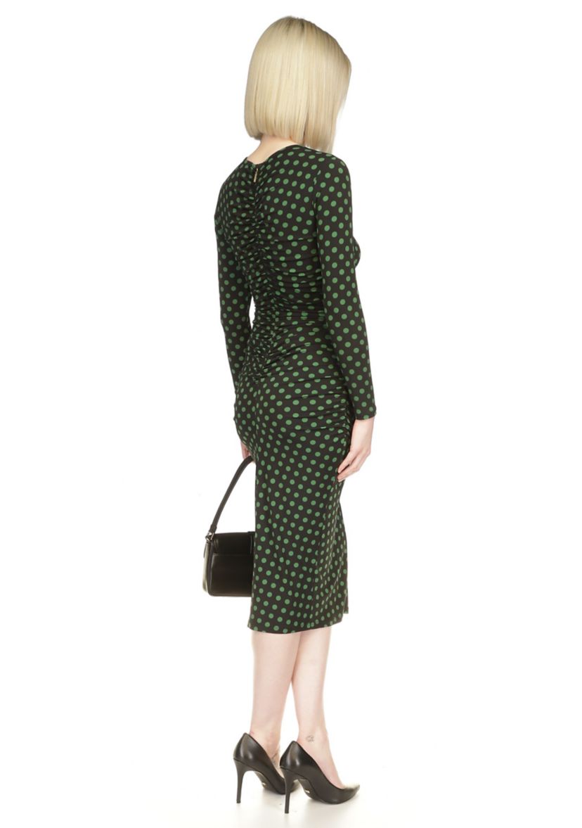 Womens Long Sleeve Ruched Midi Dres