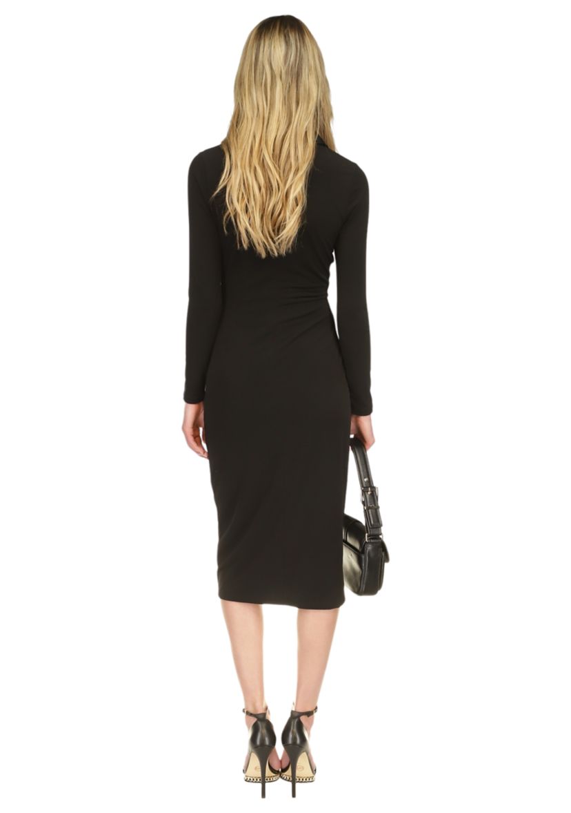 Womens Vegan Leather Trim Shirtdress