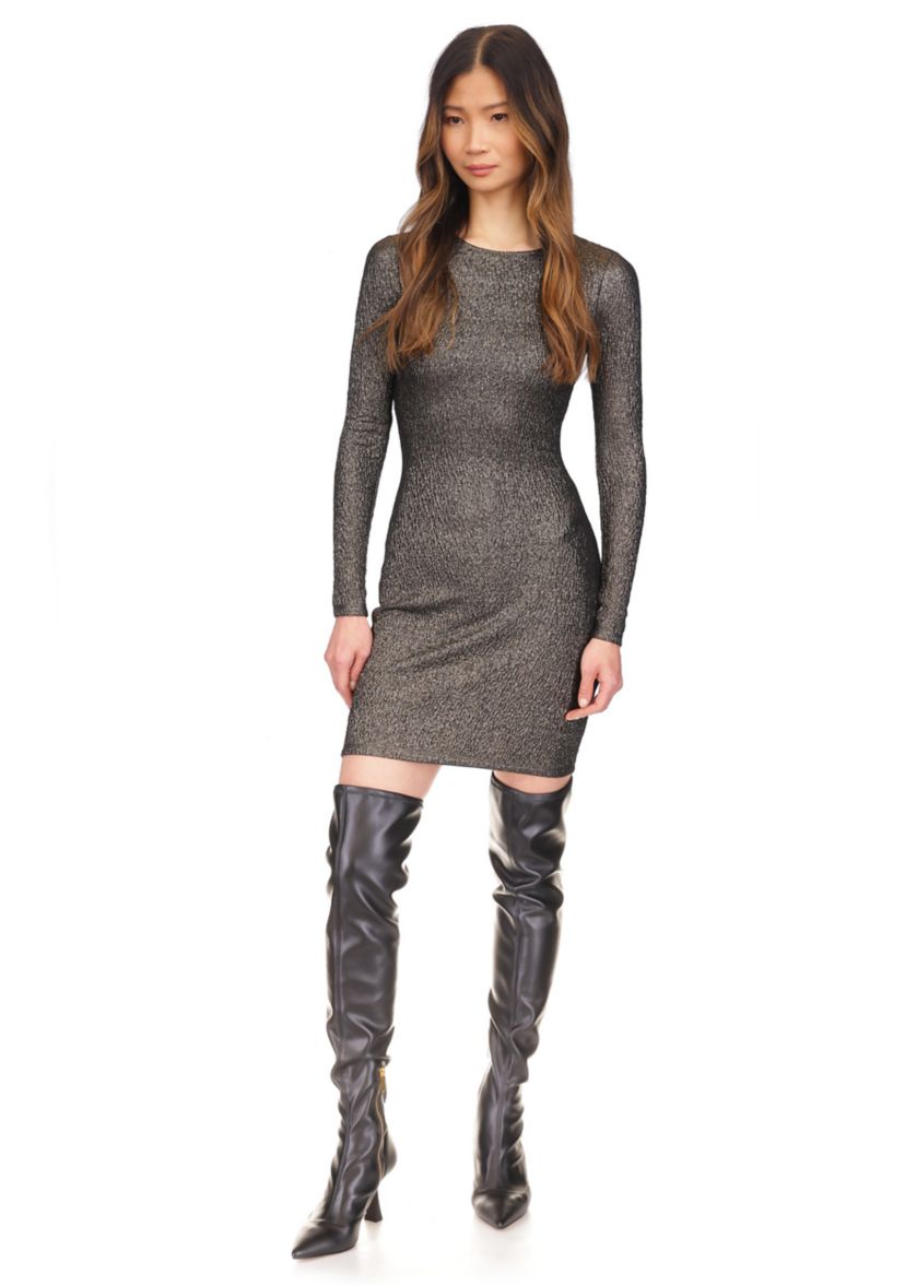 Womens Shimmer Jacquard Mini Dress
